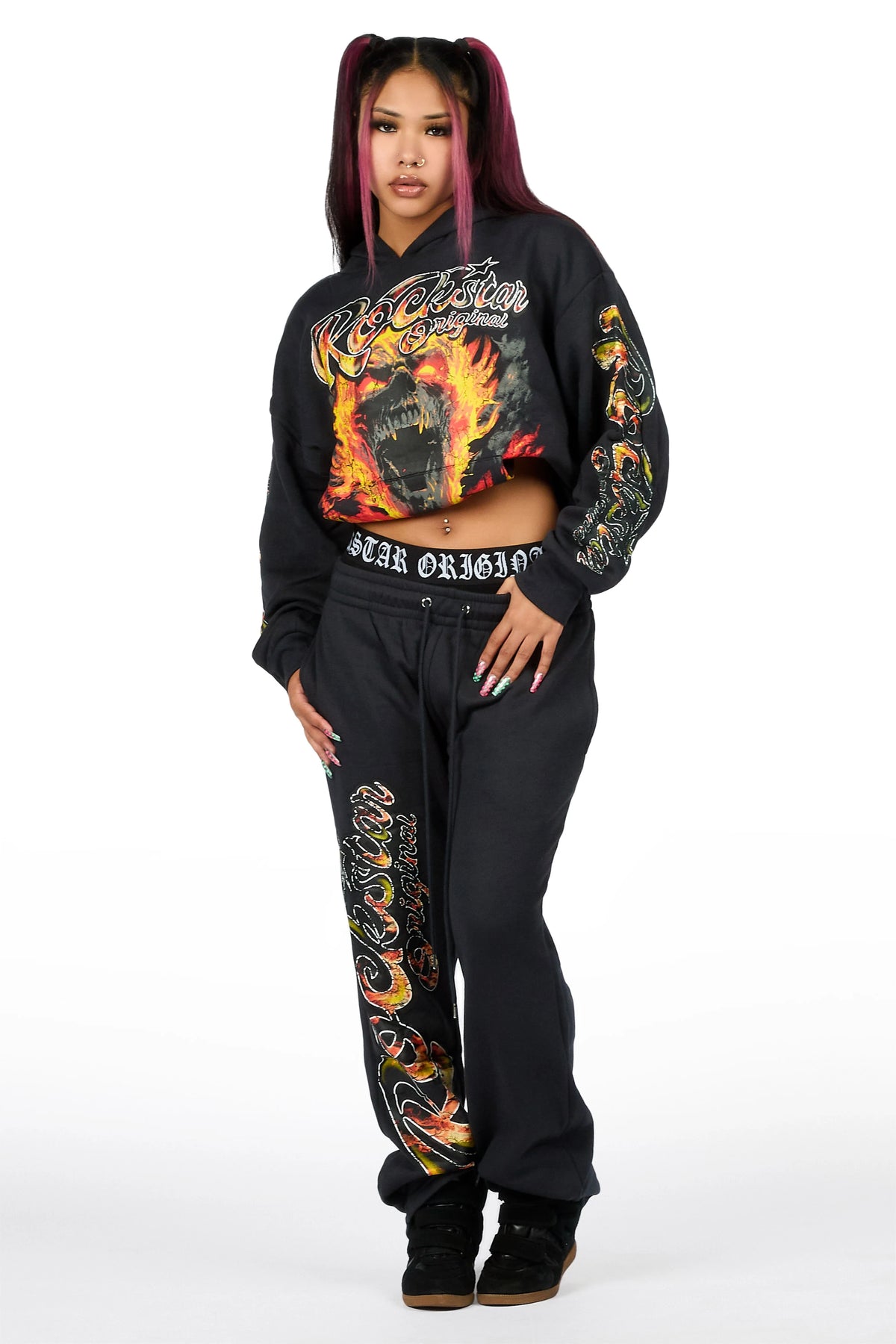 Taliyah Charcoal Graphic Baggy Fit Track Set