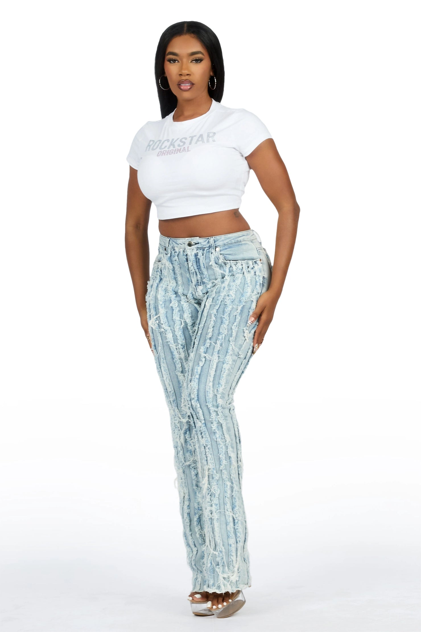 Natalia Light Med. Wash Stacked Flare Jean