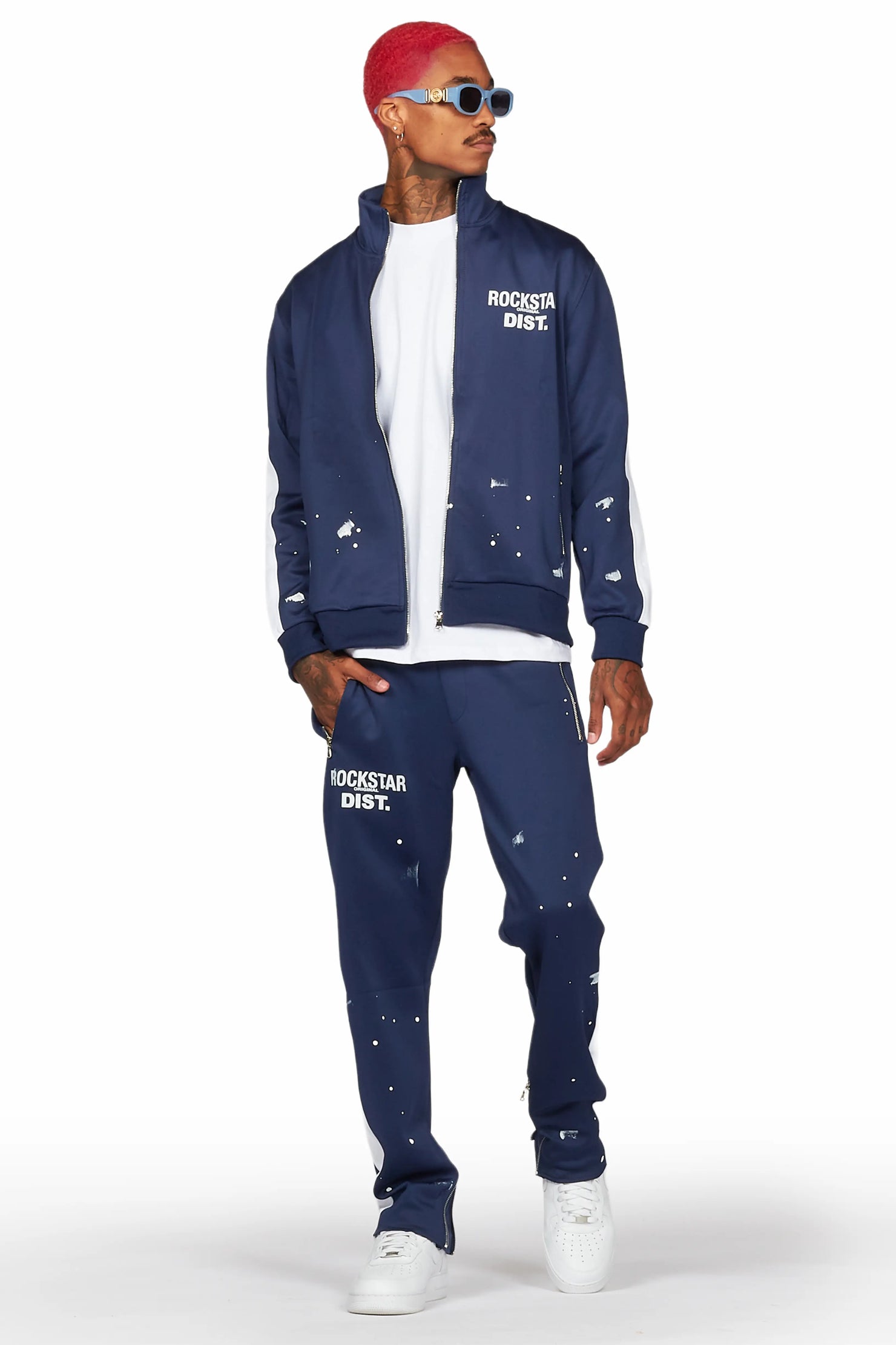 Raffer Navy Tricot Slim Fit Track Set