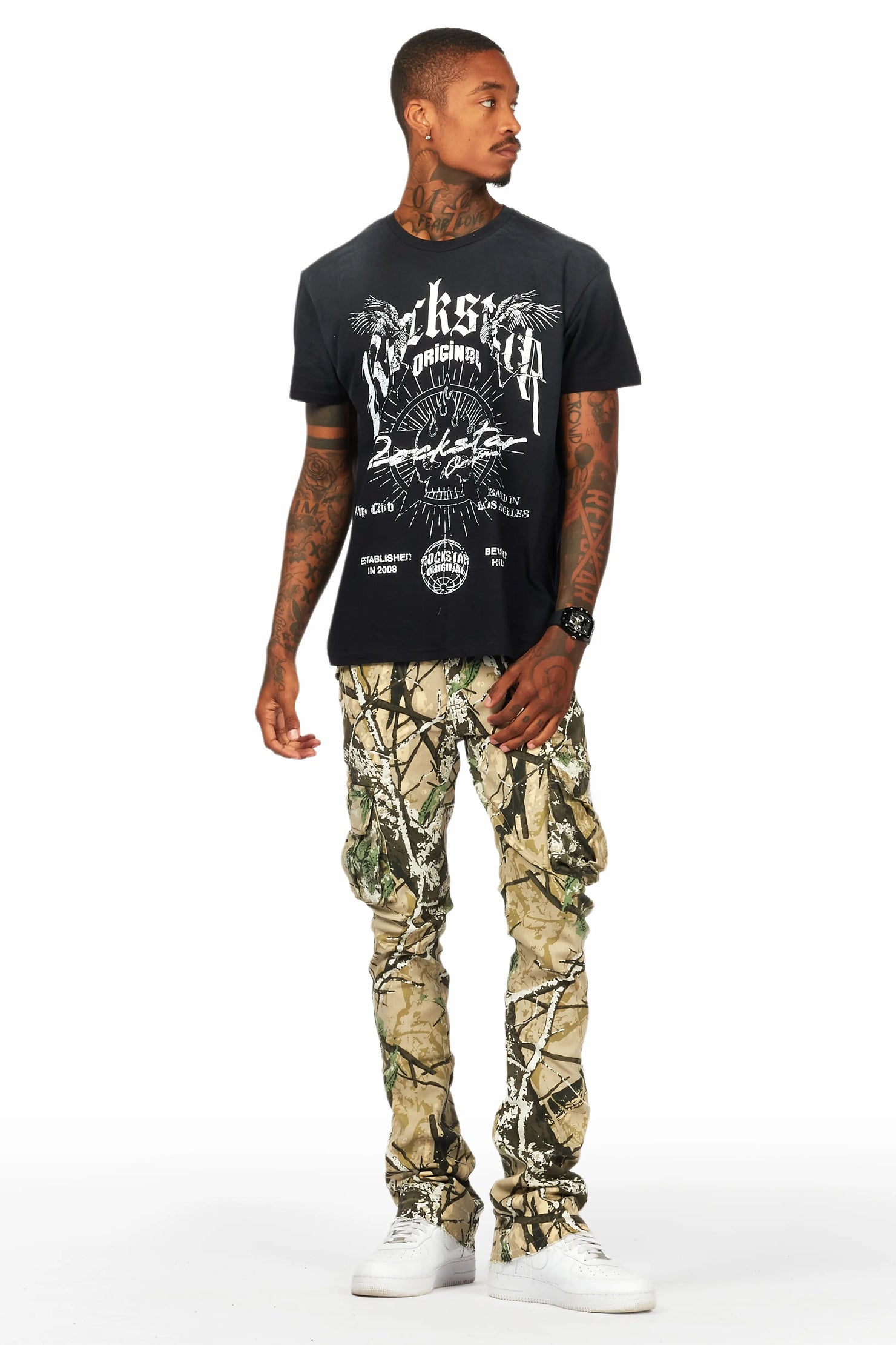 Kirrem Tree Camo Stacked Flare Jean