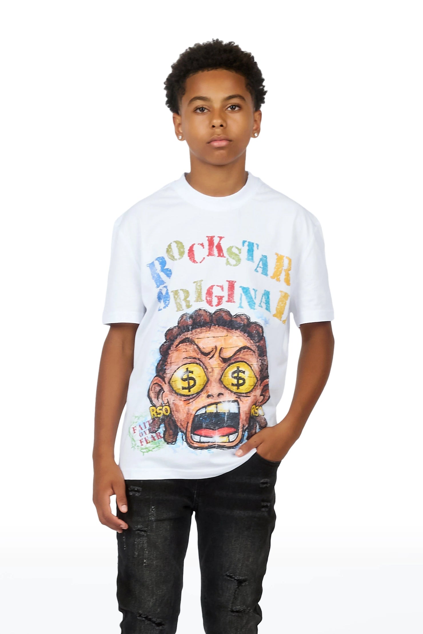 Boys Jagger White Graphic T-Shirt