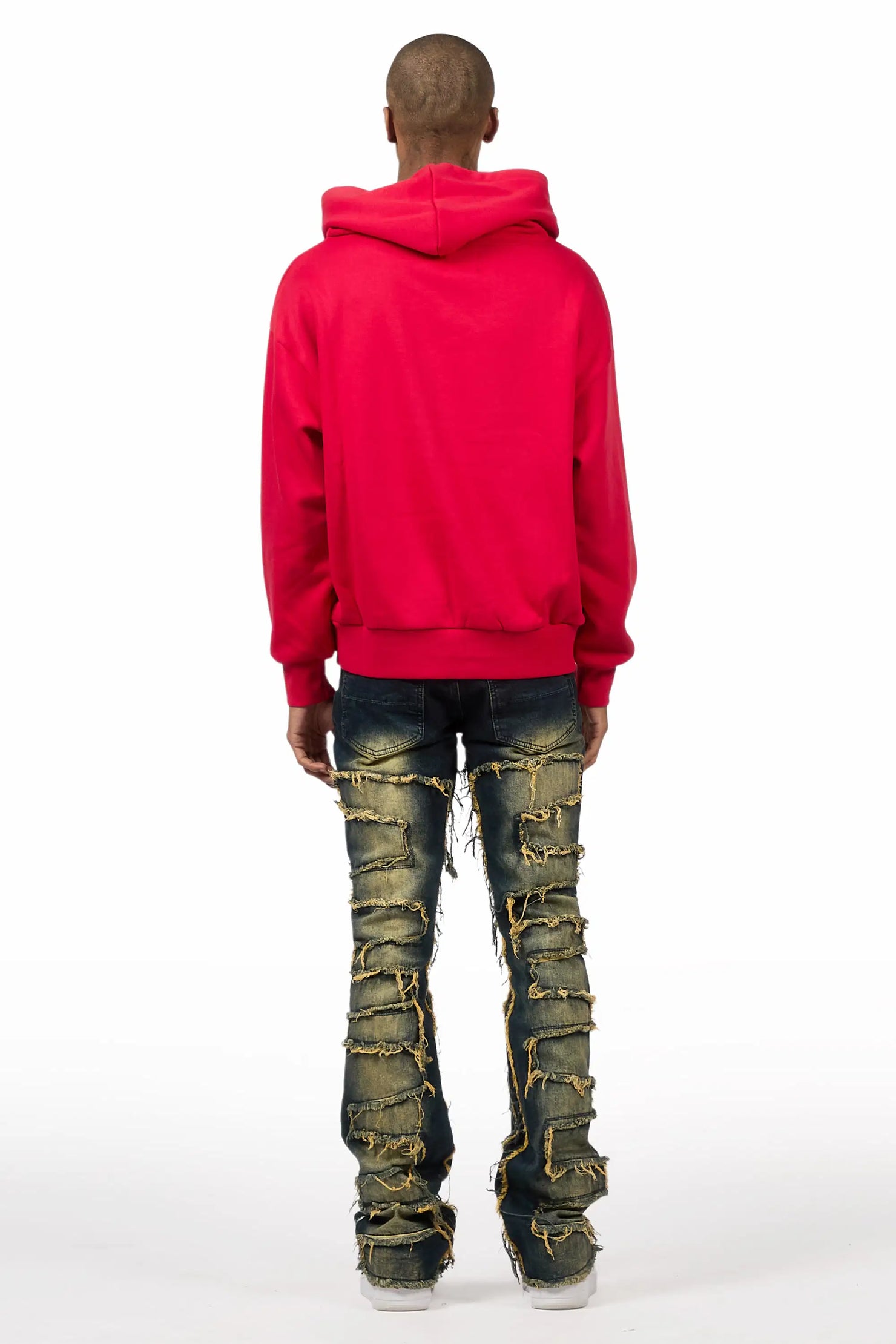 Saxon Red/Tint Hoodie/Stacked Flare Jean Set