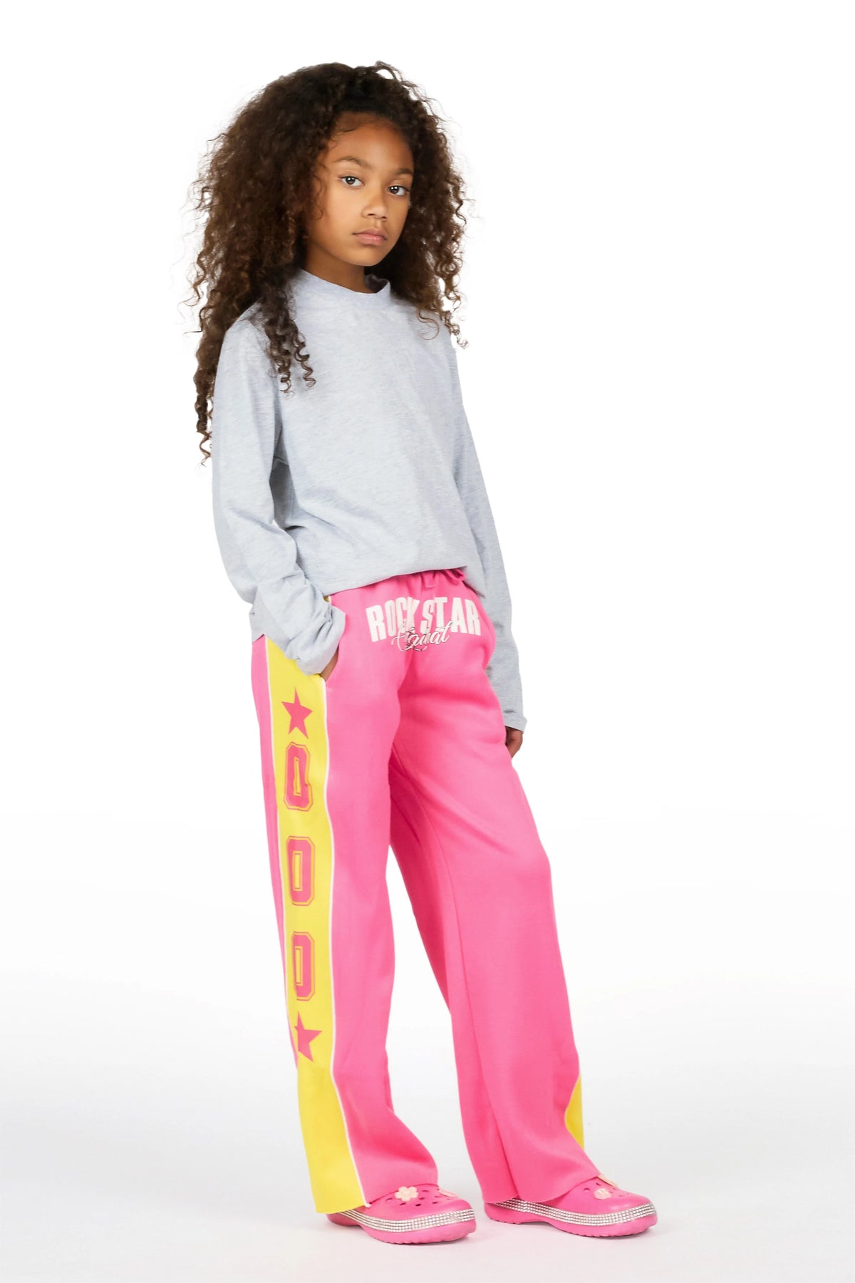 Girls Airelle Pink/Yellow Baggy Track Pant