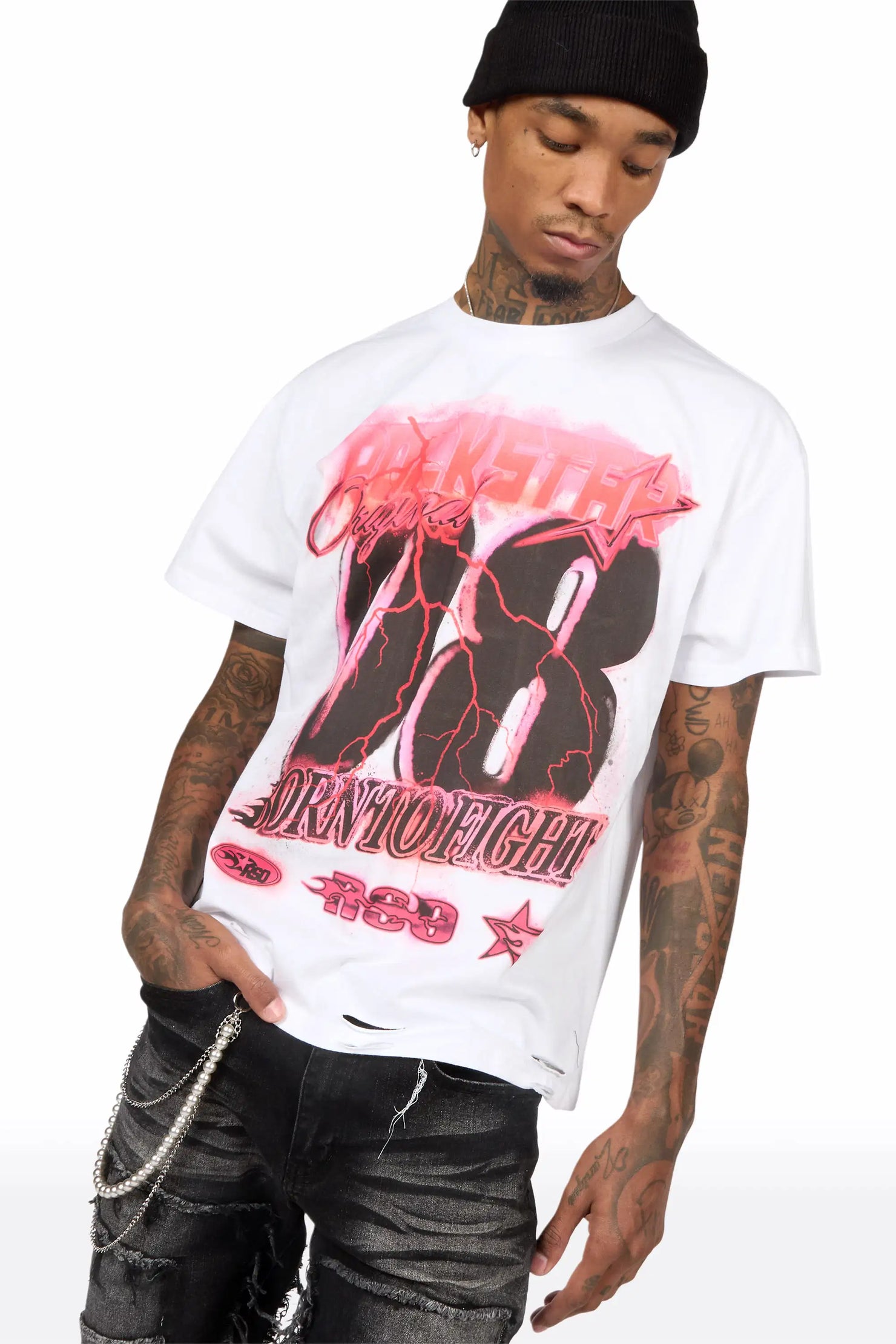 Vaelox White Oversized Graphic T-Shirt