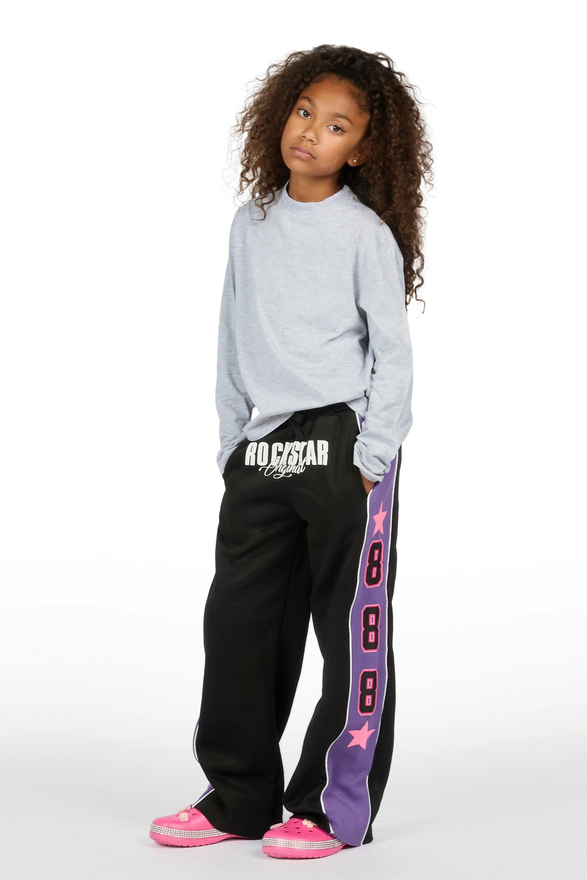 Girls Airelle Black/Purple Baggy Track Pant