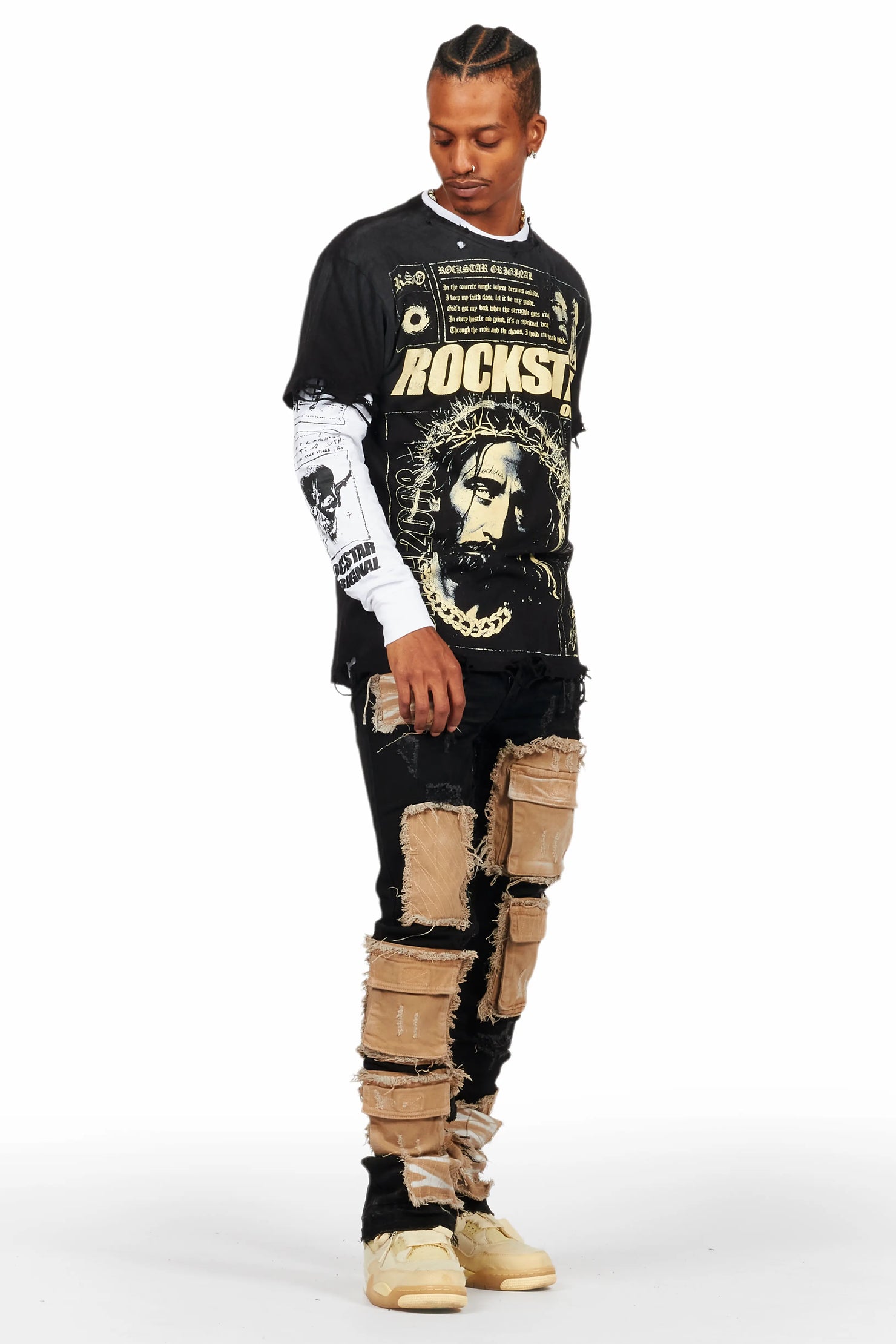 Monet Black Stacked Flare Jean