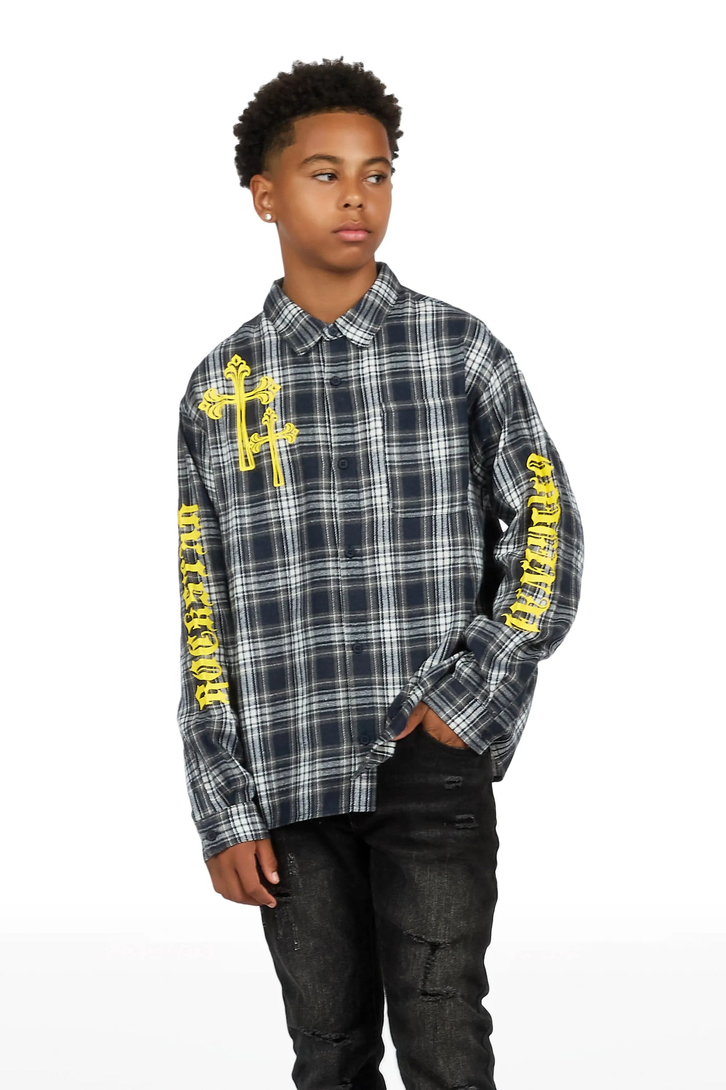 Boys Helder Navy Flannel Shirt