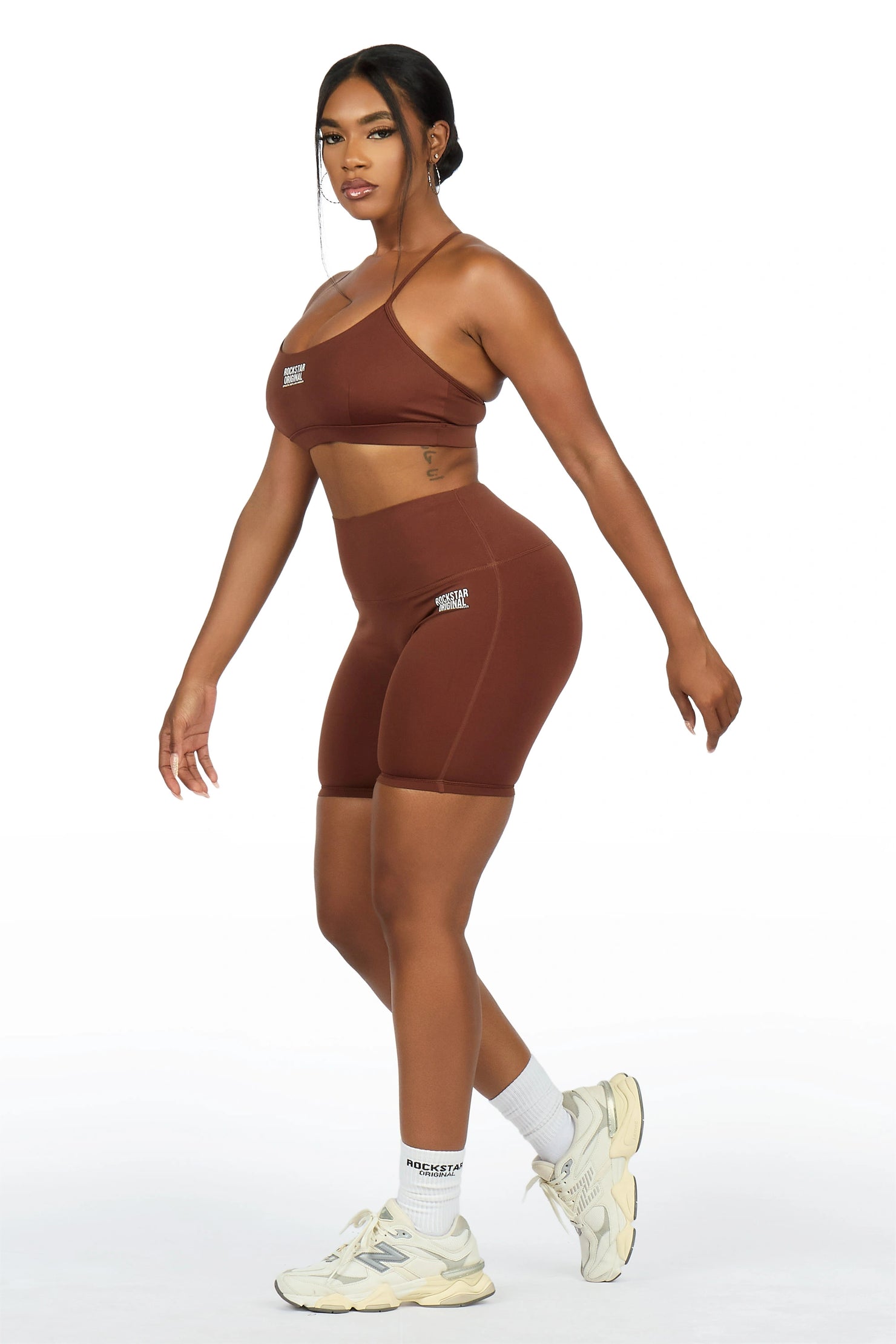 Aliccia Brown Tank Active Bike Short Set