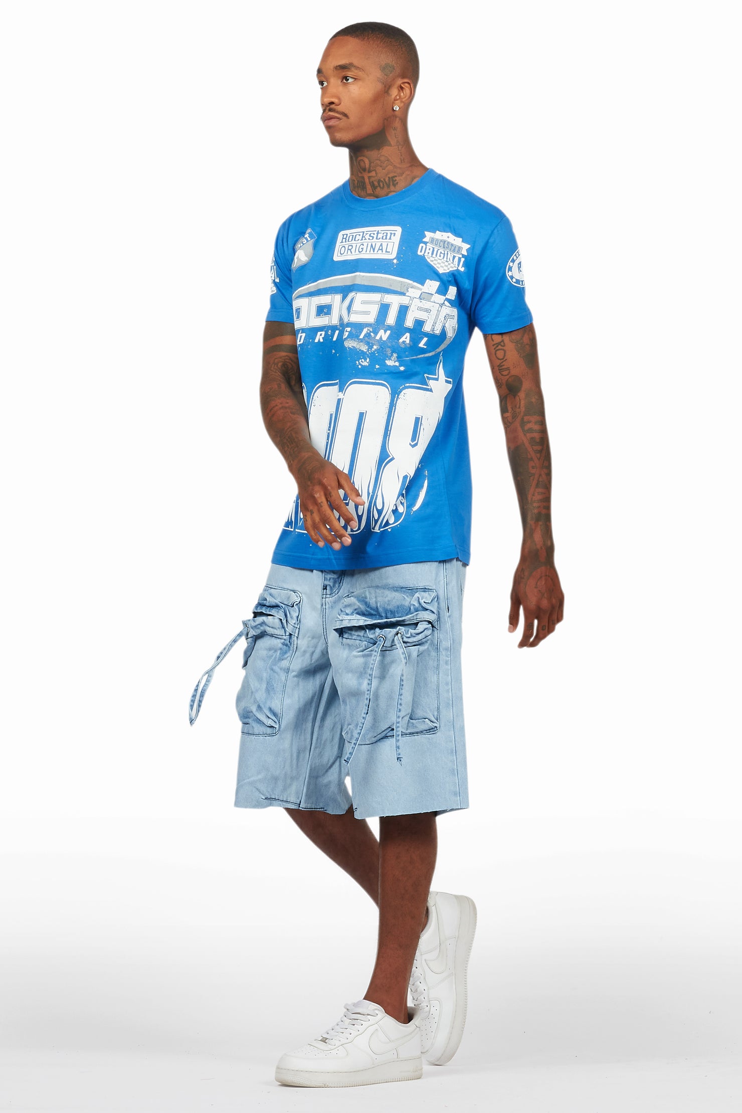 Amos Royal T-Shirt/Denim Short Set