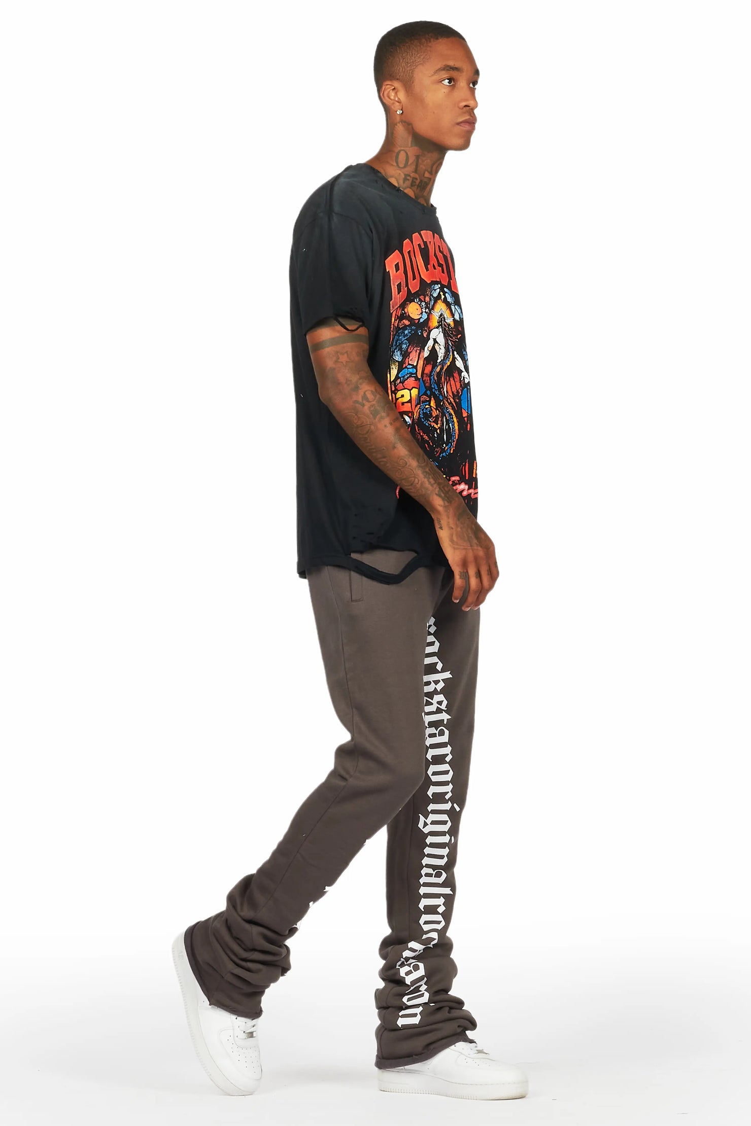 Nalo Black Graphic Oversized T-Shirt