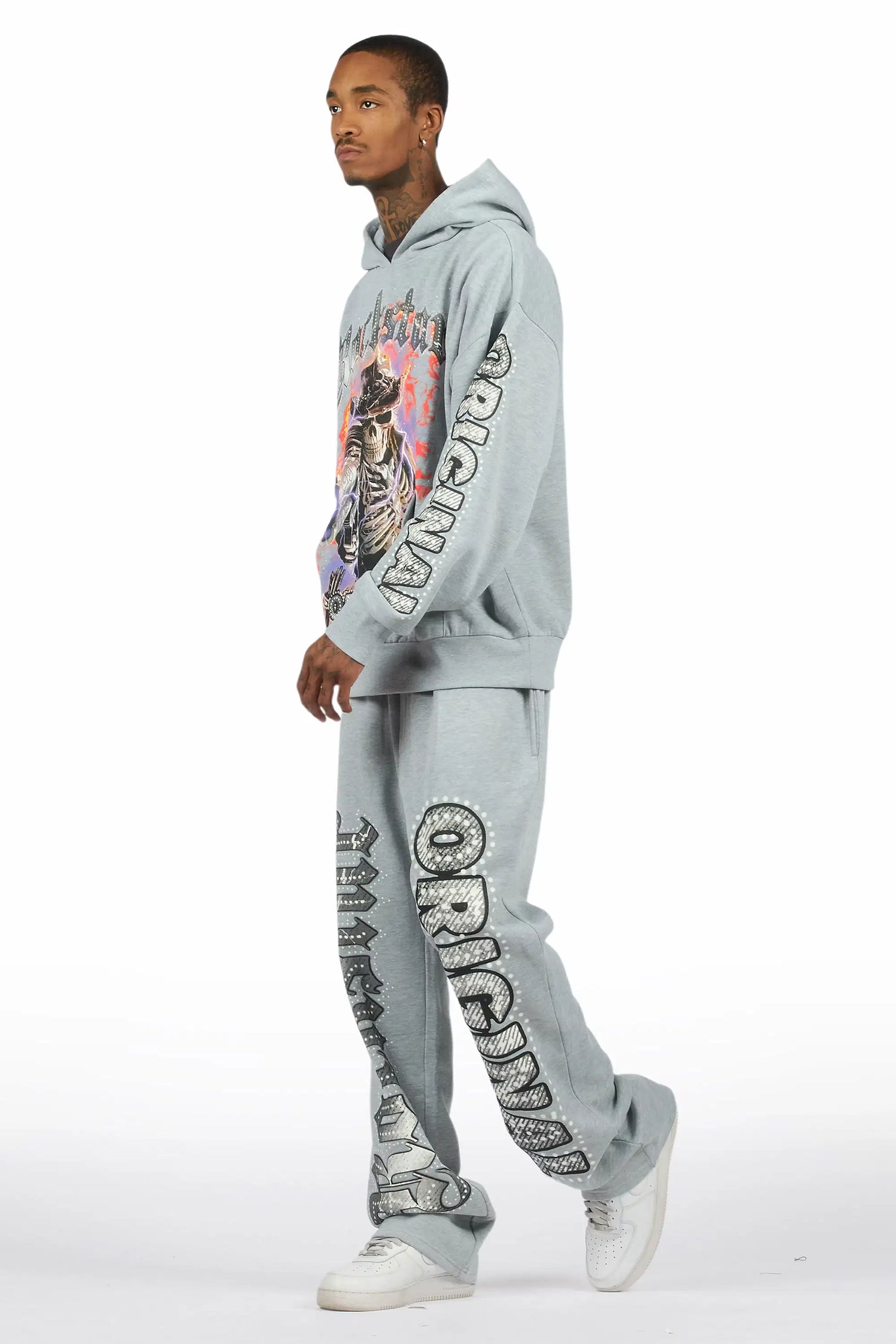 Krome Heather Grey Hoodie/Baggy Pant Track Set