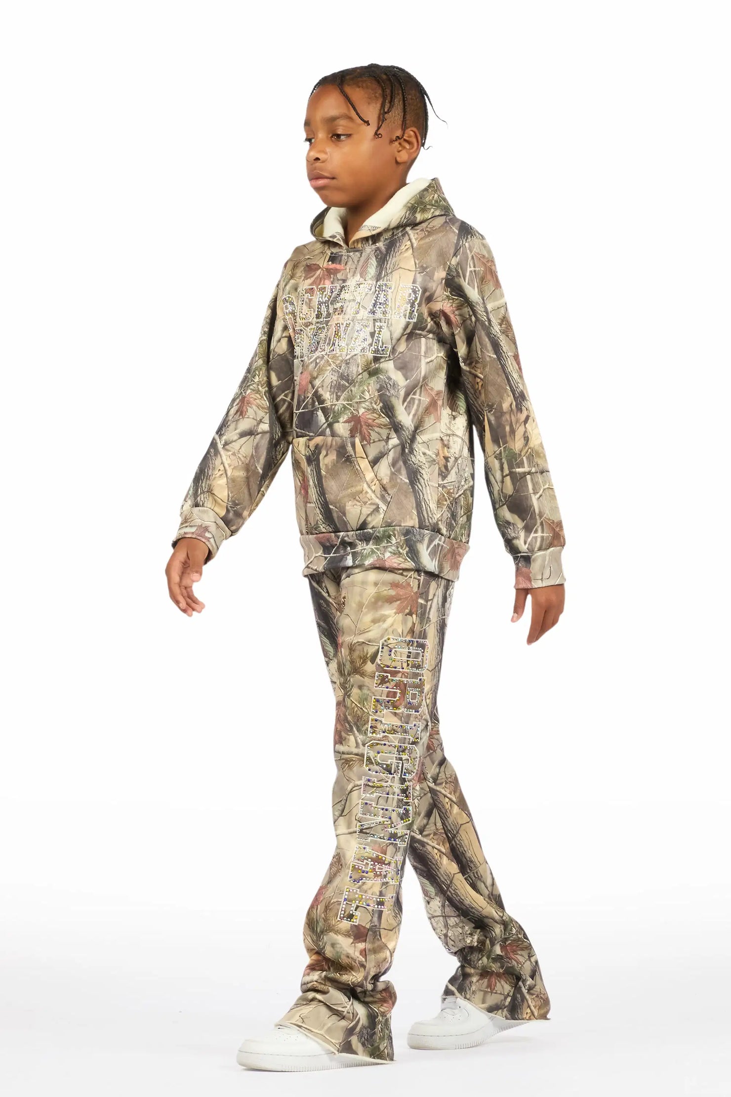 Boys Quianno Tree Camo Rhinestone Stacked Track Set