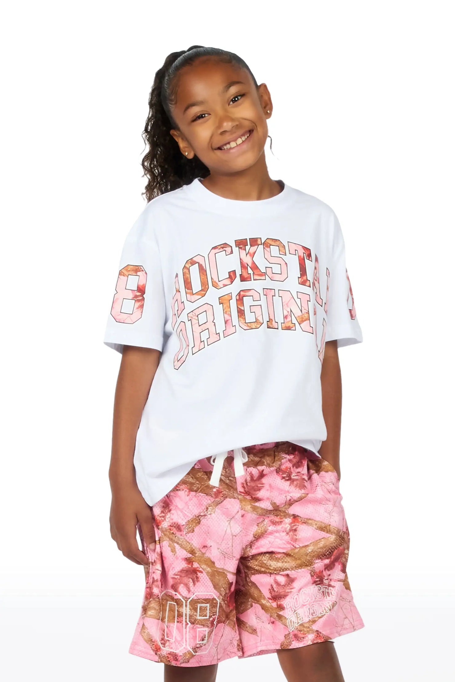 Girls Nikya White T-Shirt Short Set