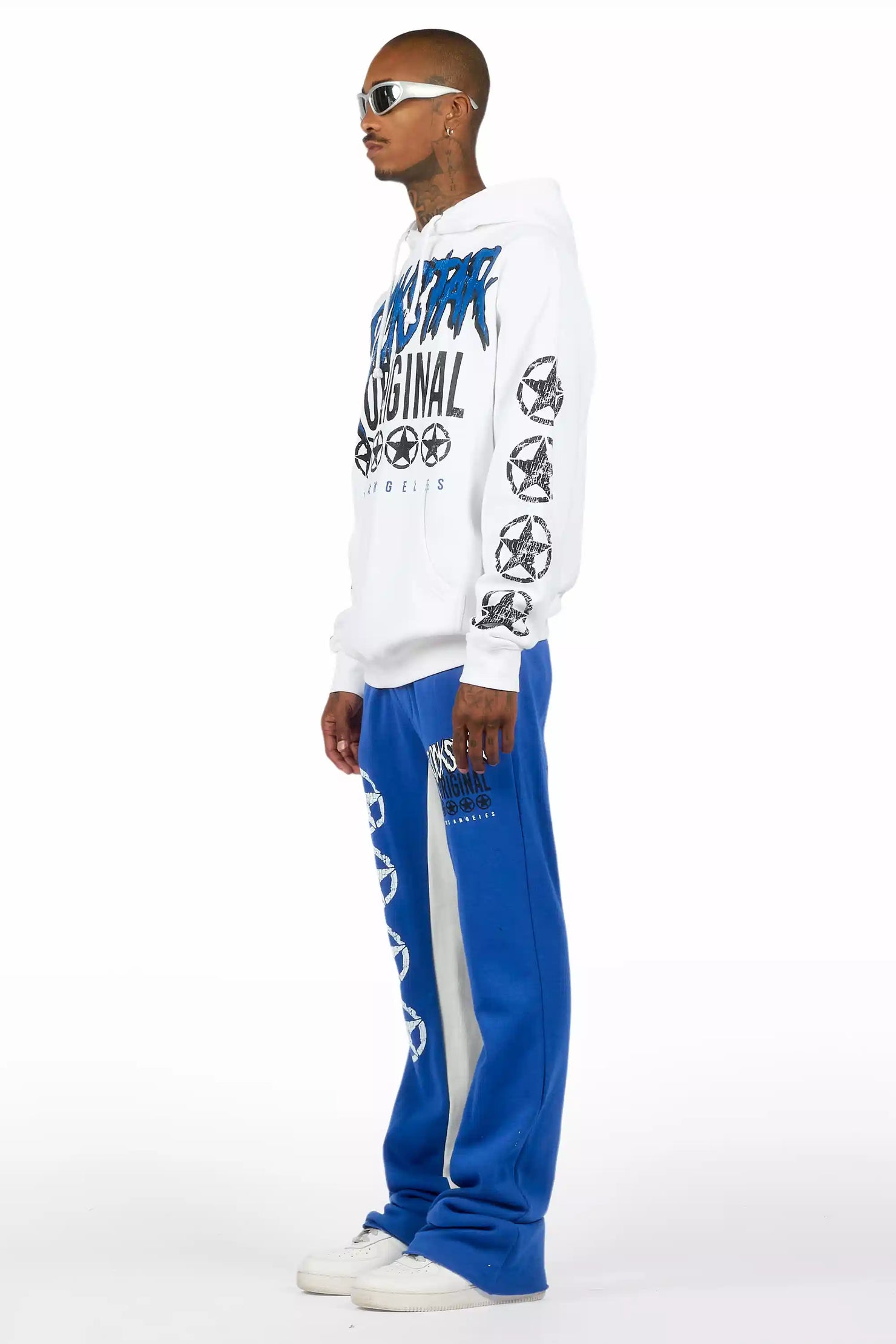 Wizzurd White/Royal Blue Hoodie Stacked Track Set