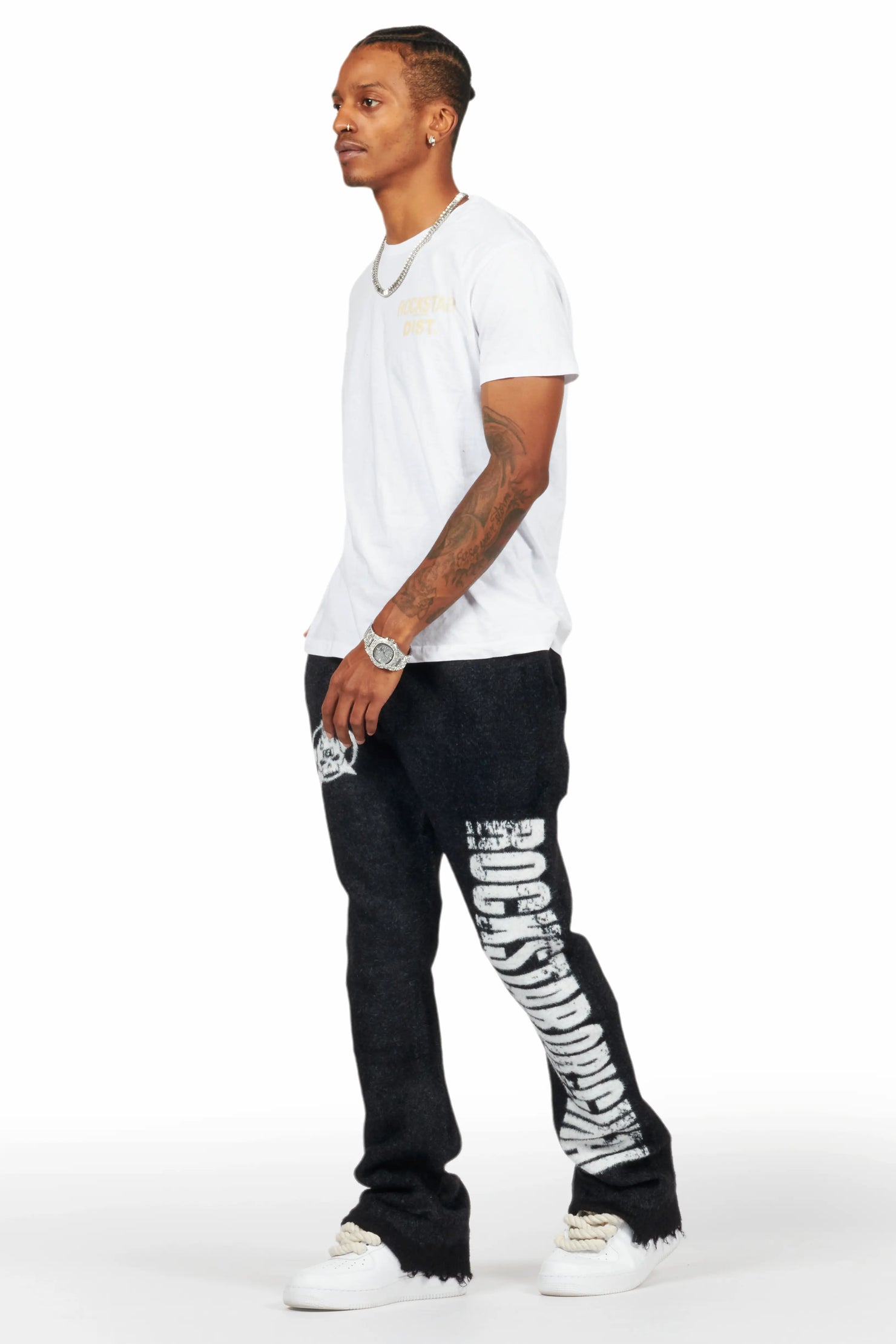 Keve Black Knitted Mohair Flare Sweat Pant