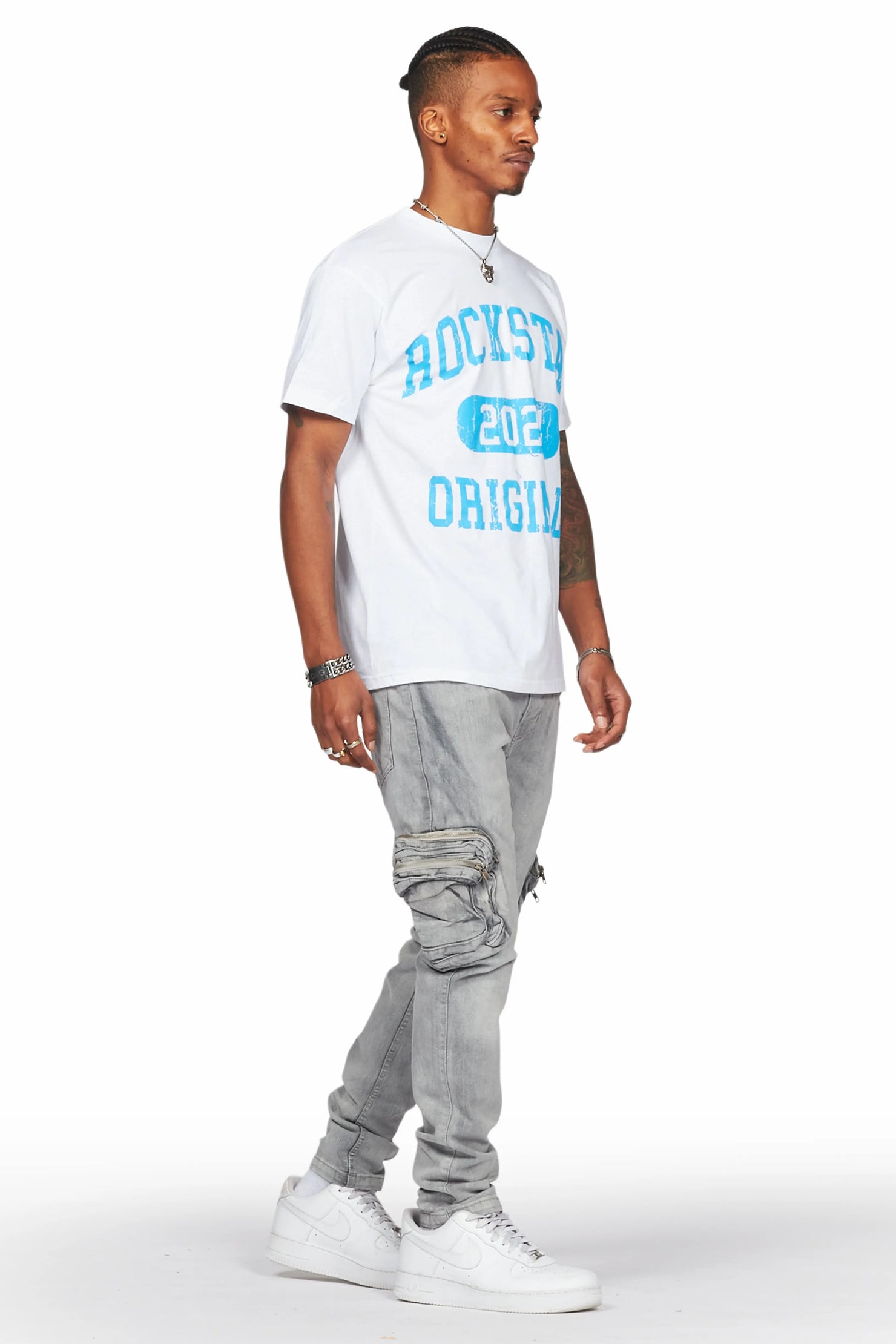 Falan Grey Skinny Fit Cargo Jean