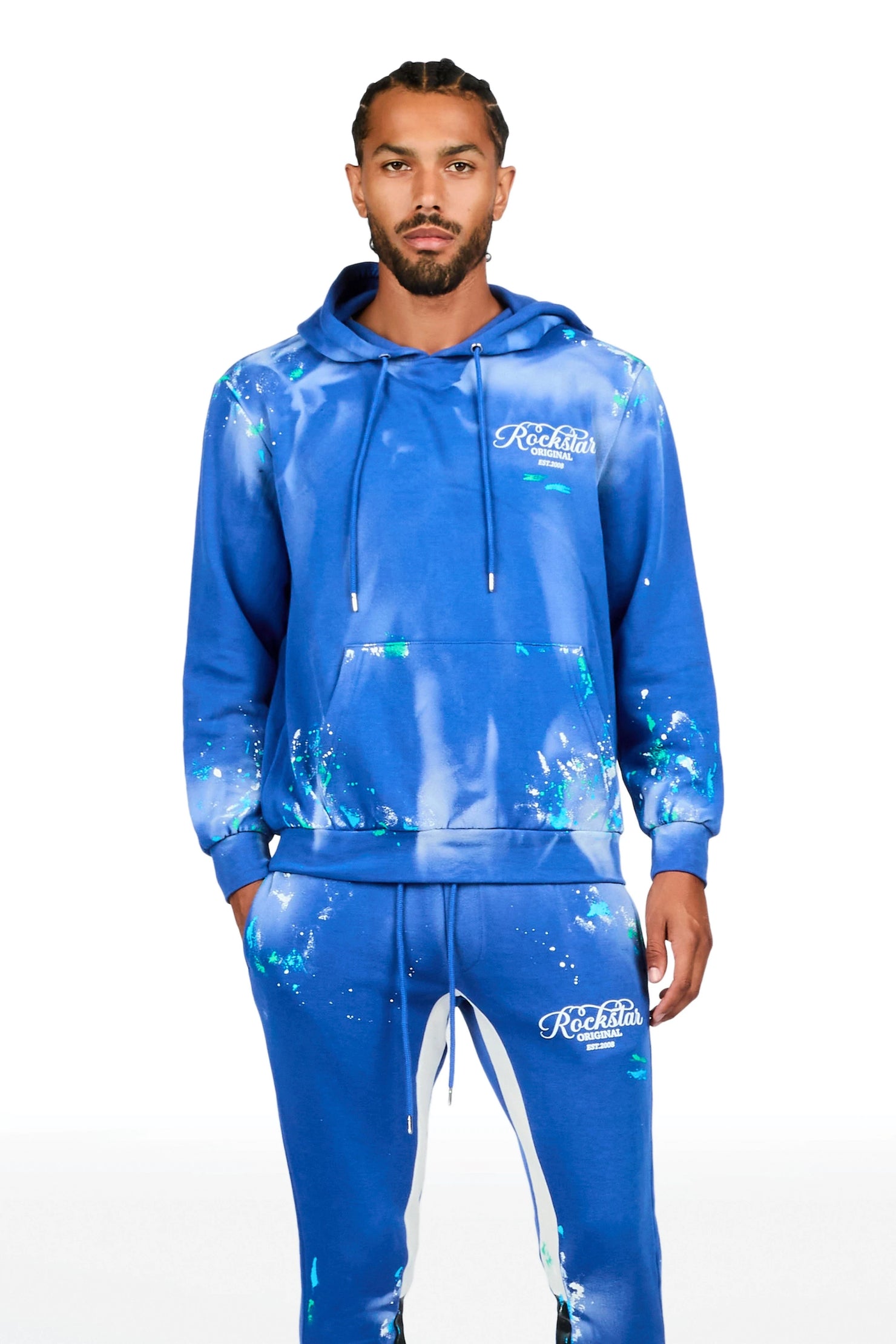 Kanne Royal Blue Hoodie/Stacked Flare Pant Track Set