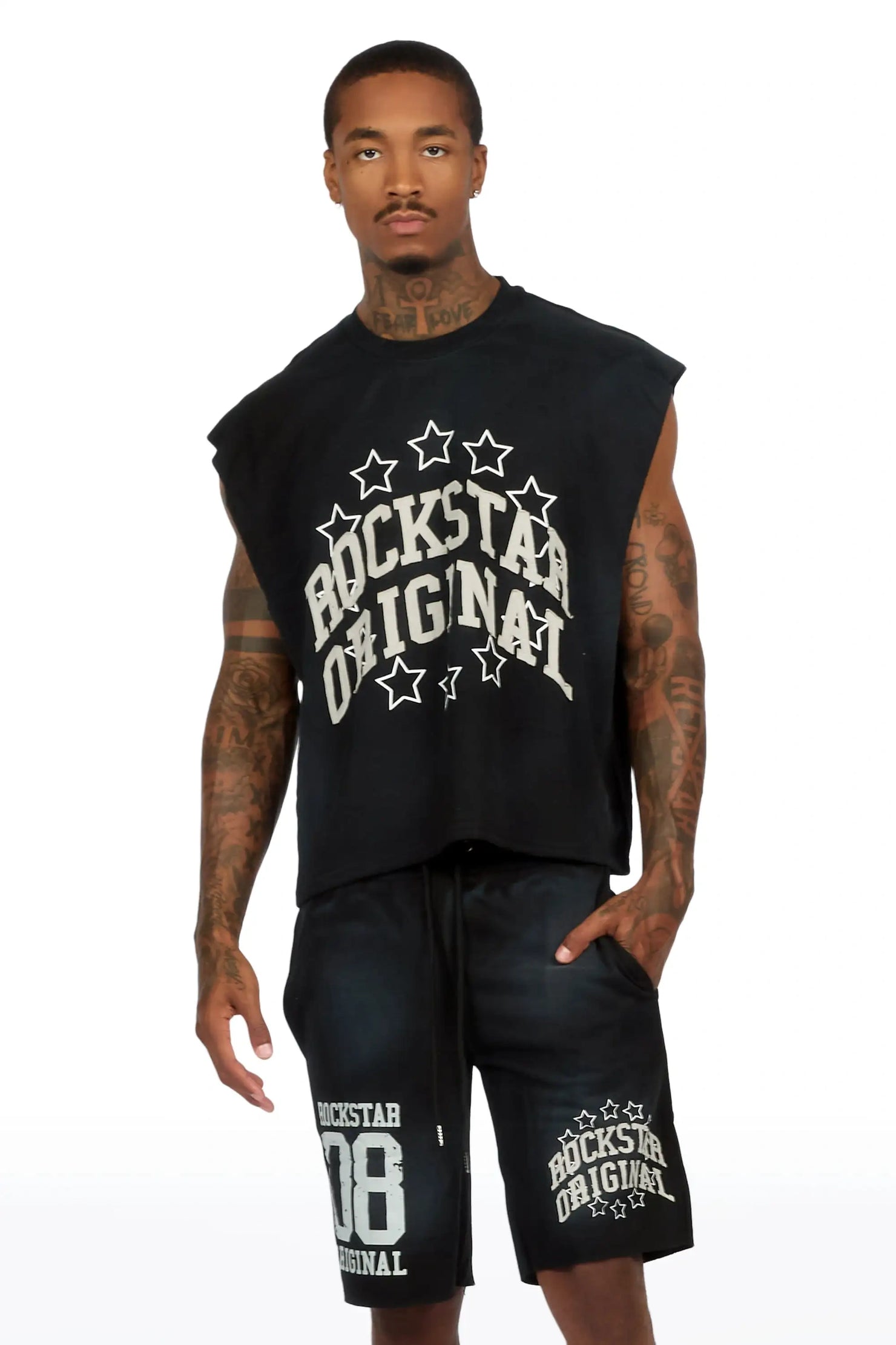 Boe Black Cut Sleeve T-Shirt/Short Set