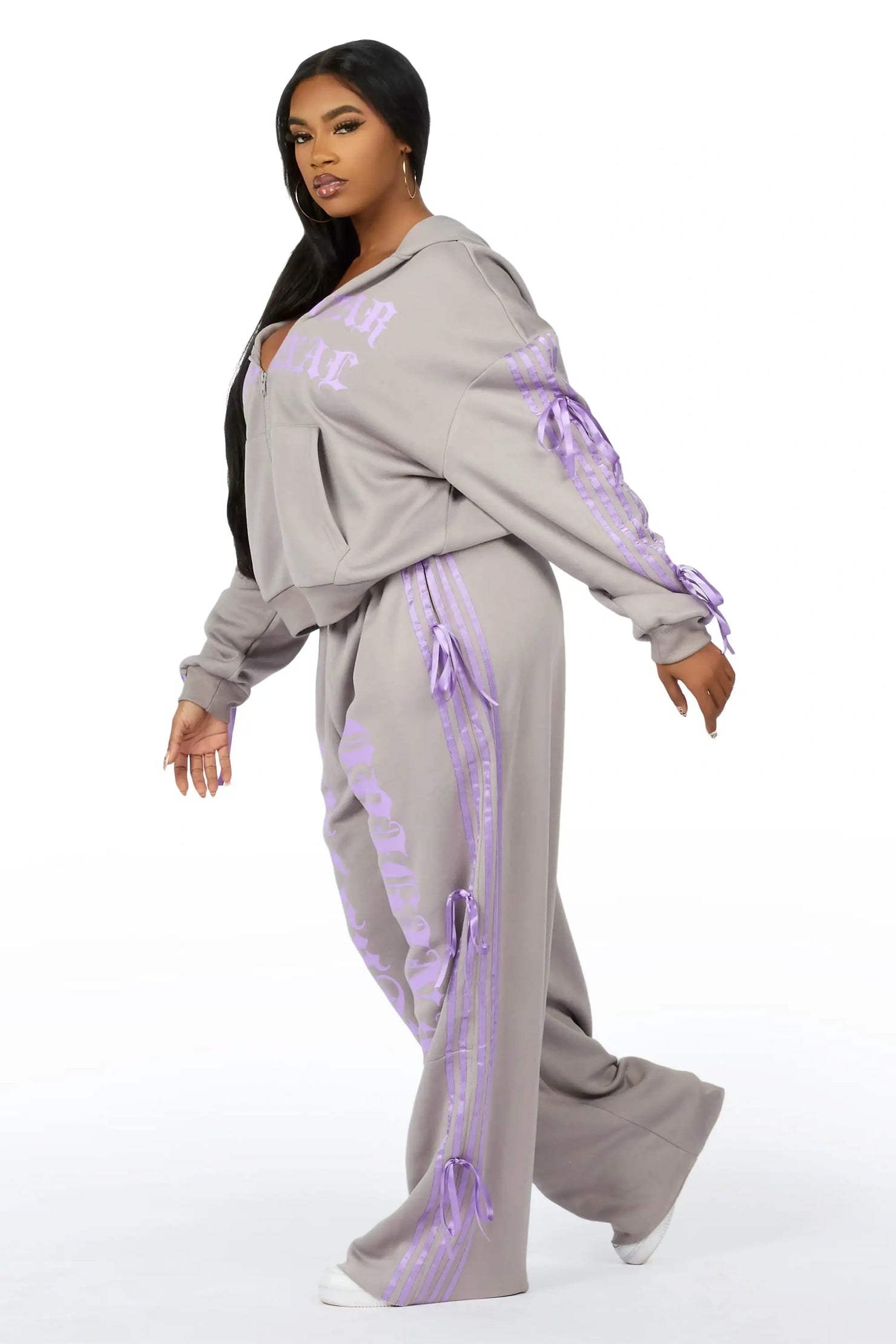 Kettisha Grey Lace Up Baggy Track Set