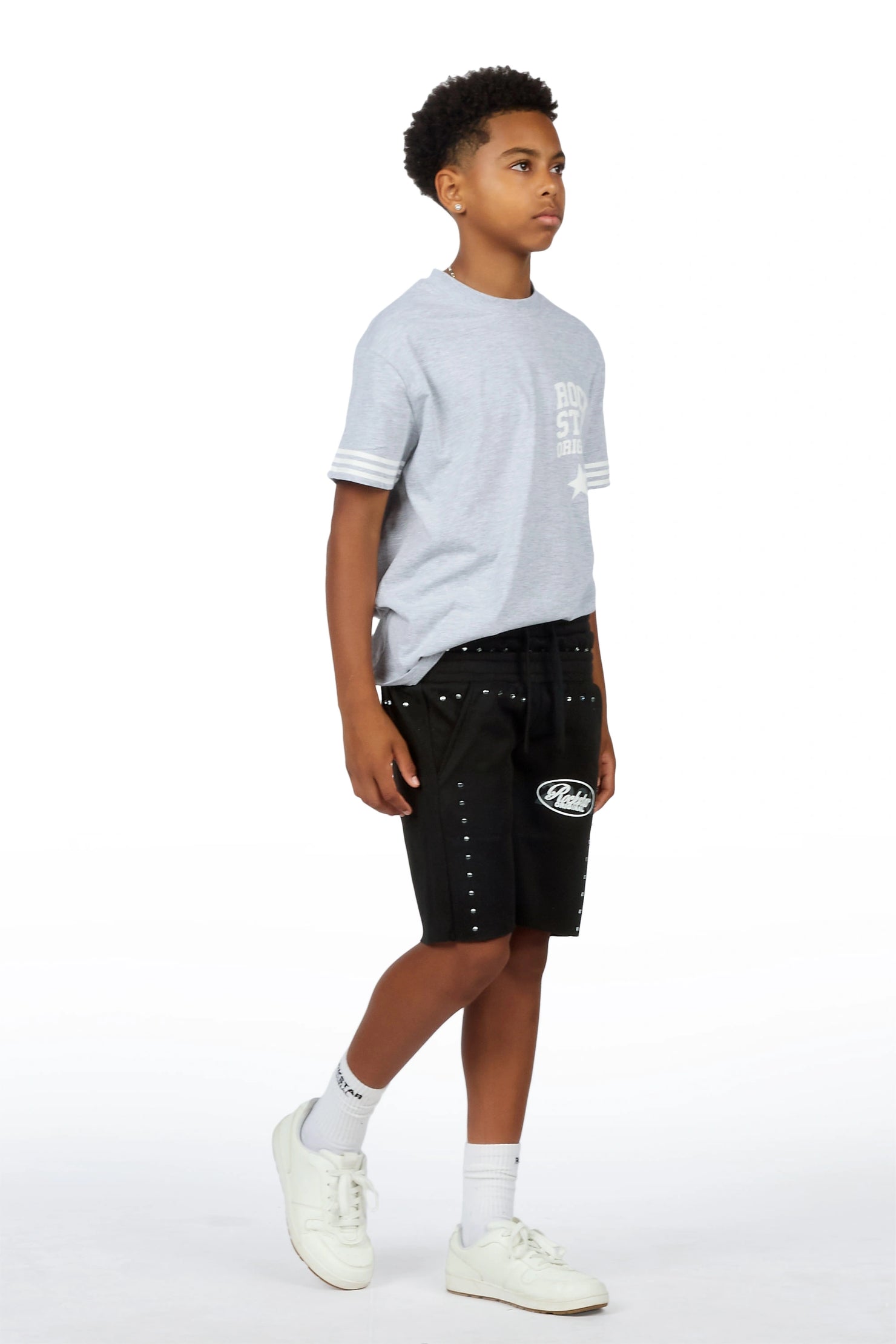 Boys Dezstan Black Rhinestone Double Waisted Short