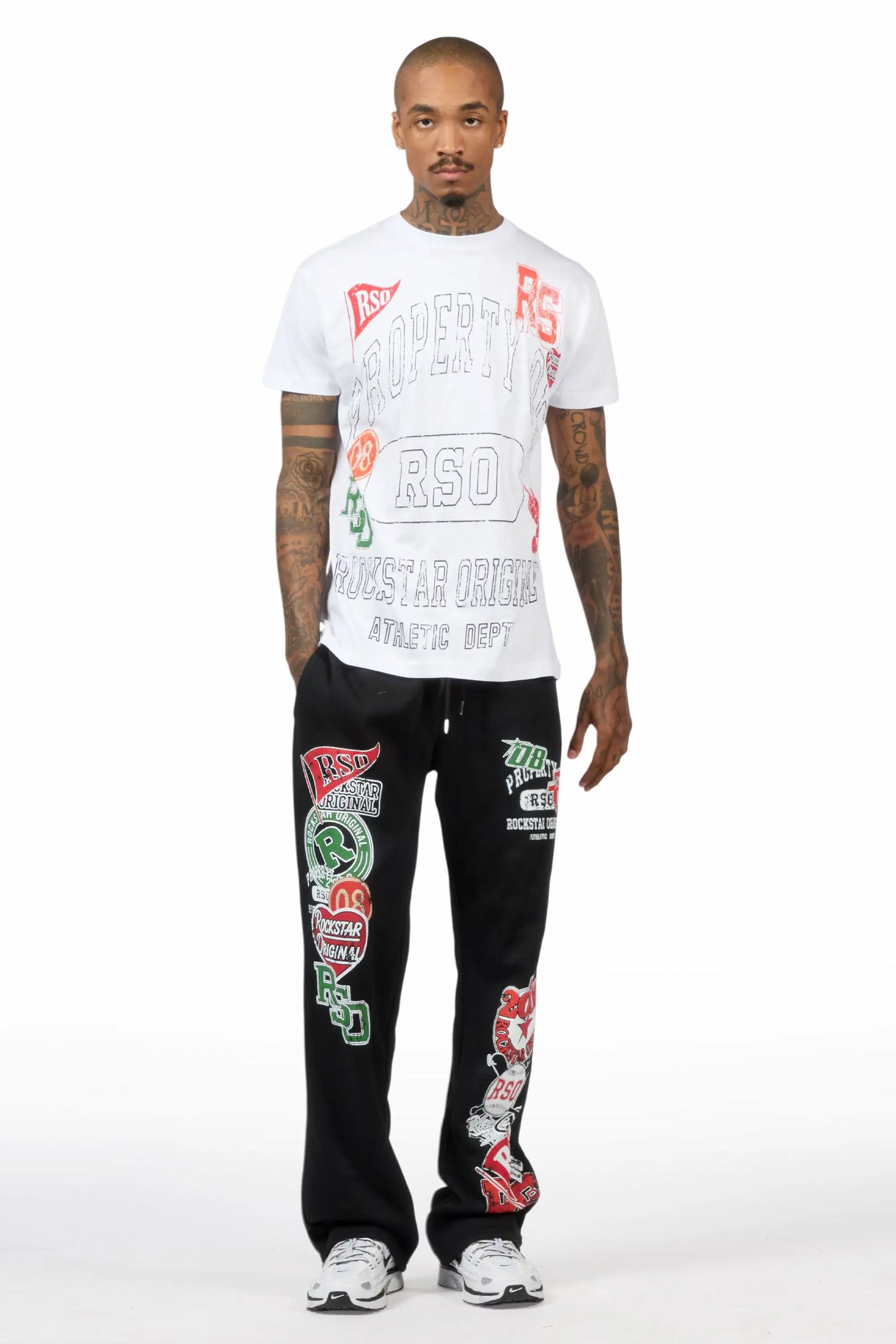 Syrix White/Multi T-Shirt/Relaxed Track Set