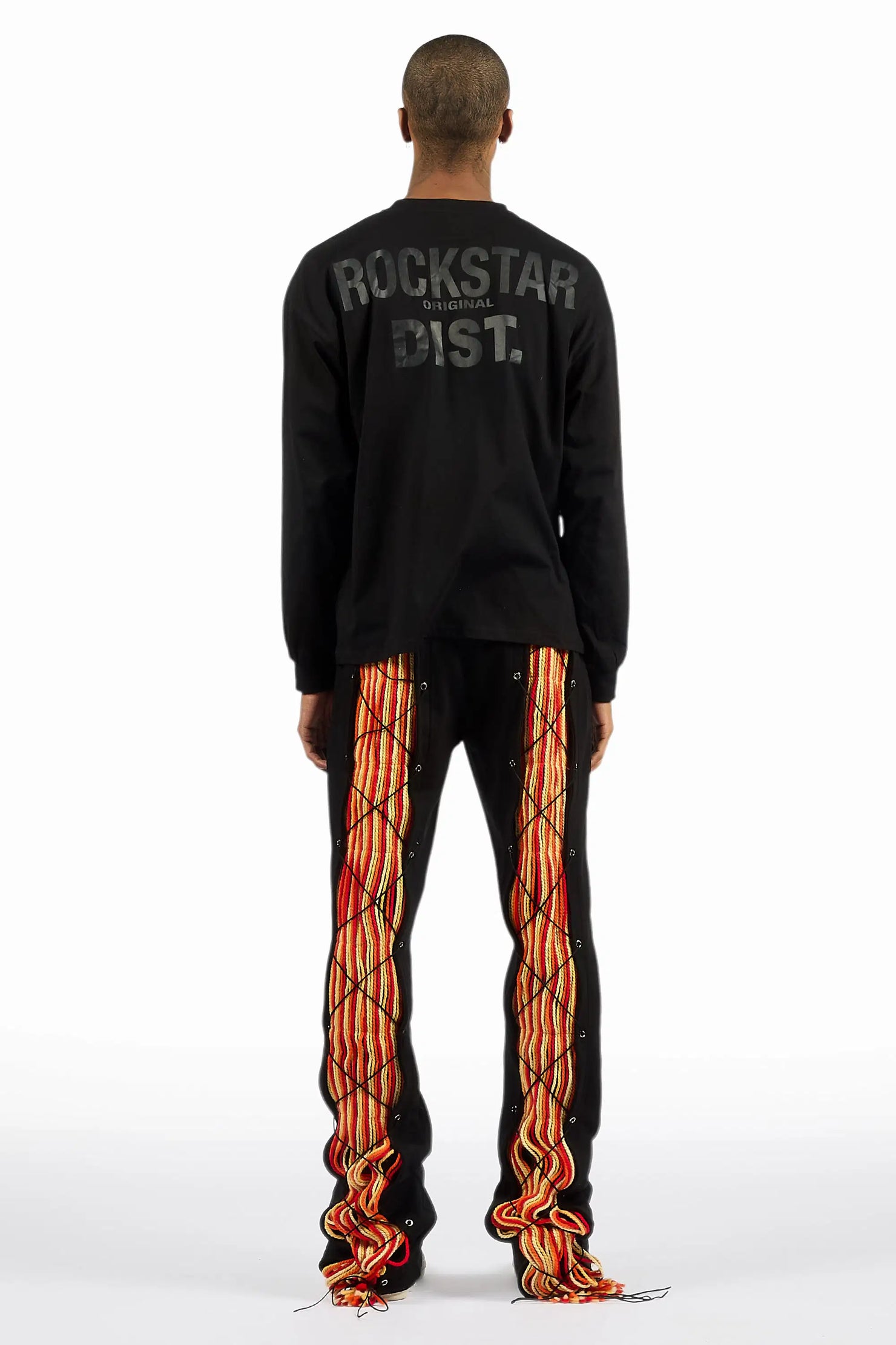 Antal Black Long Sleeve T-Shirt/Baggy Stacked Track Set