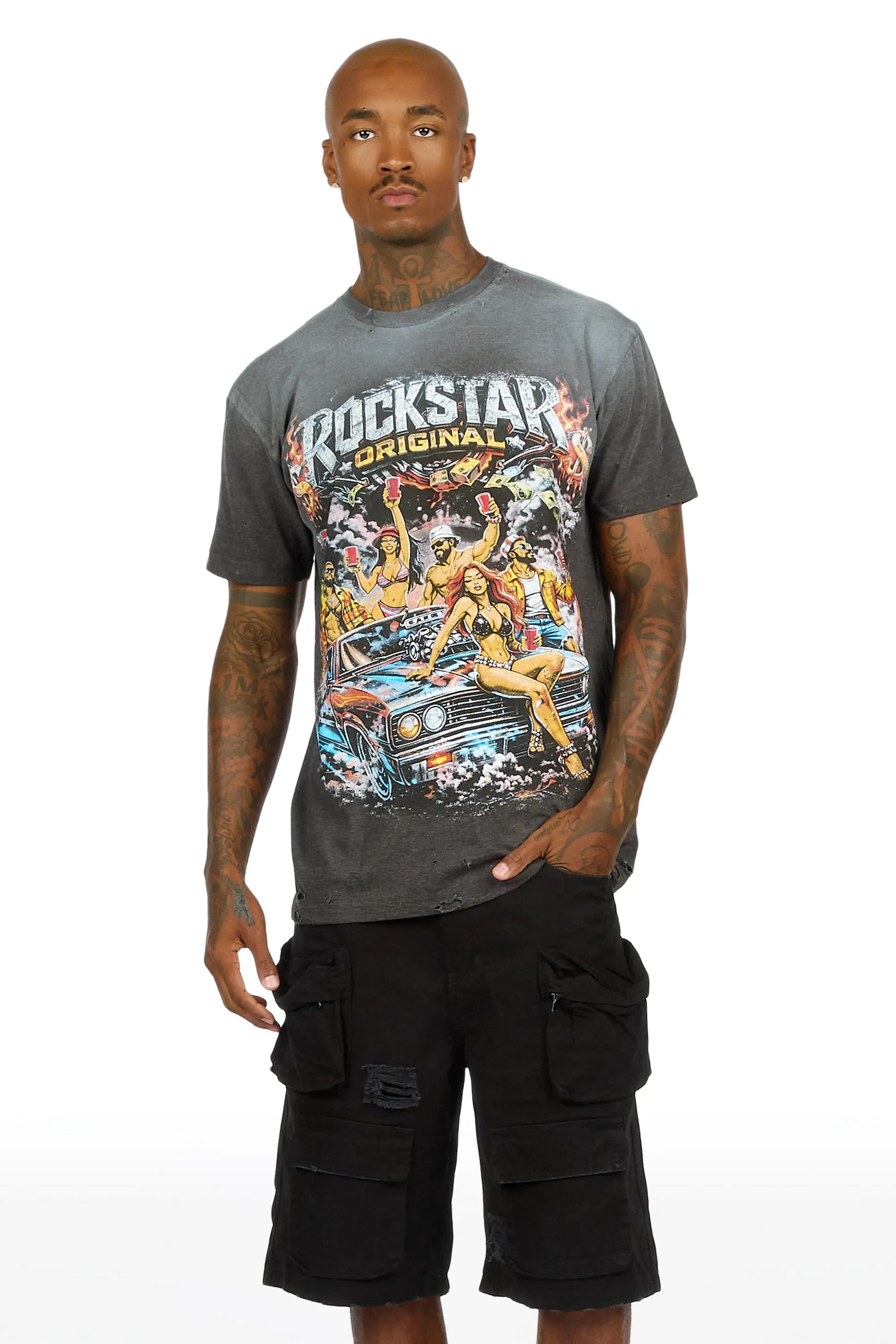 Wilzon Charcoal Oversized Graphic T-Shirt