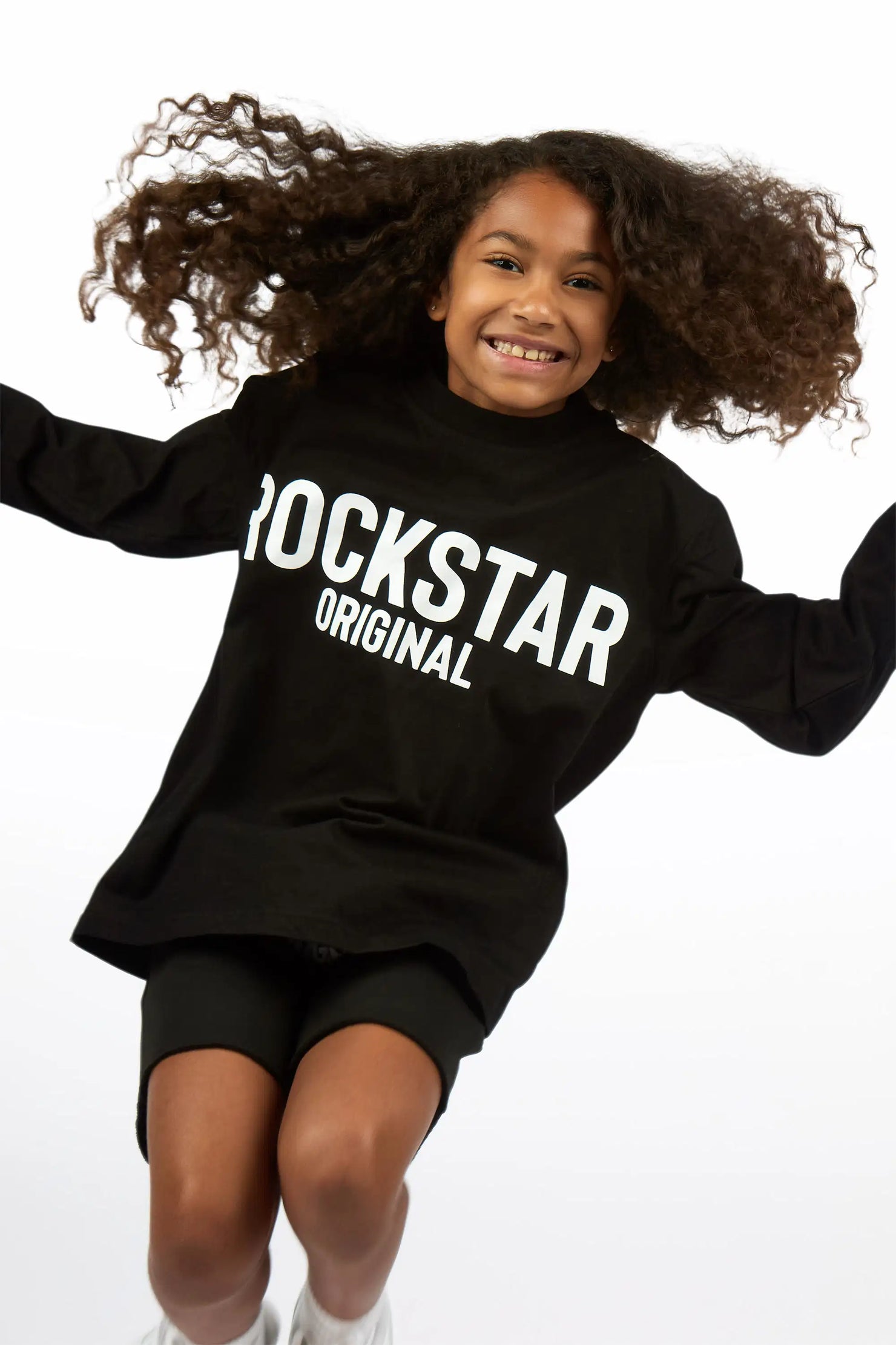 Girls Mikassa 2.0 Black/White L/S T-Shirt Short Set