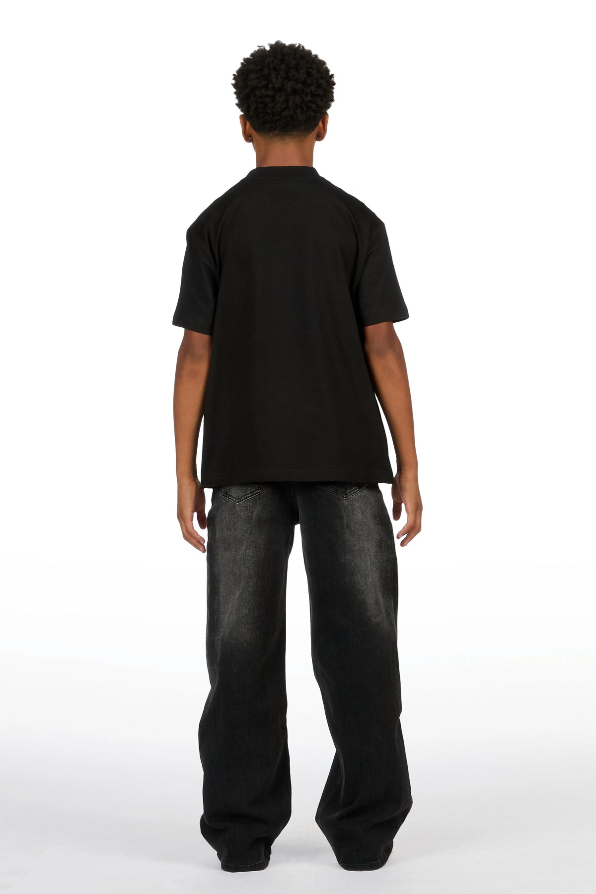 Boys Oliver Dark Grey Patch Baggy Fit Jean