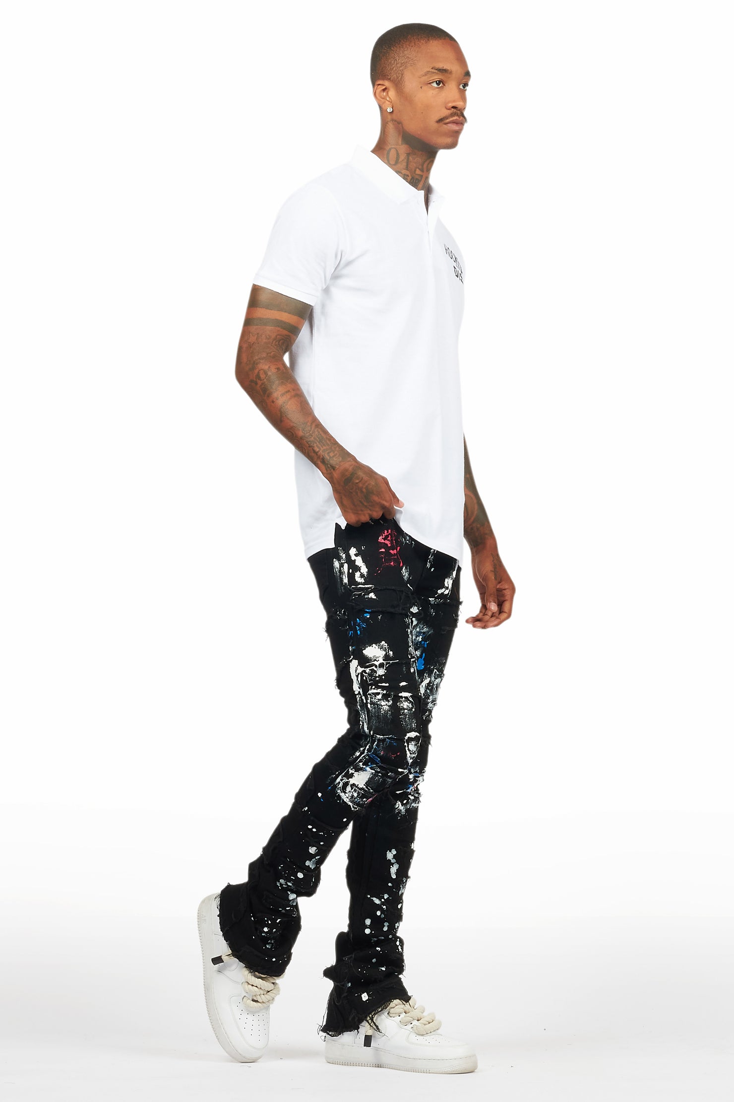 Dallin Black Painter Stacked Flare Jean