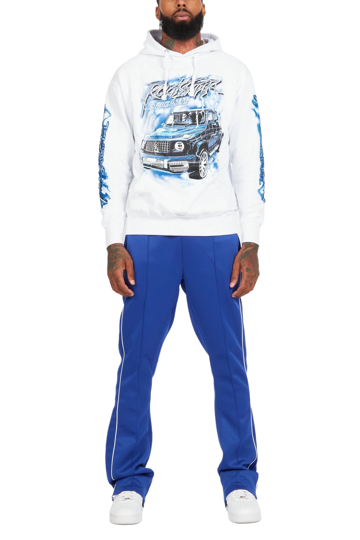 Hai White/Royal Graphic Hoodie Track Set