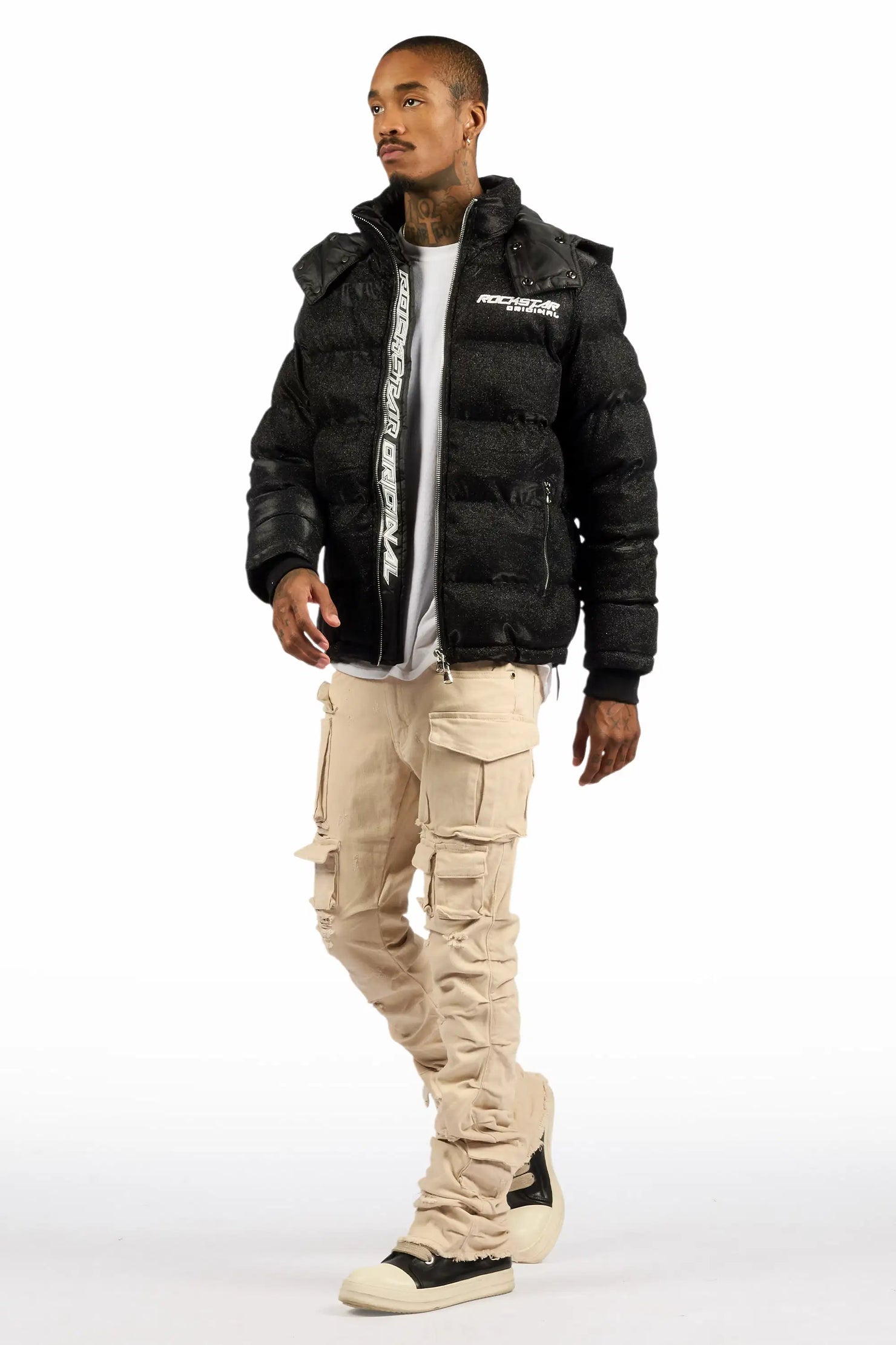 Gentry Beige Stacked Flare Jean