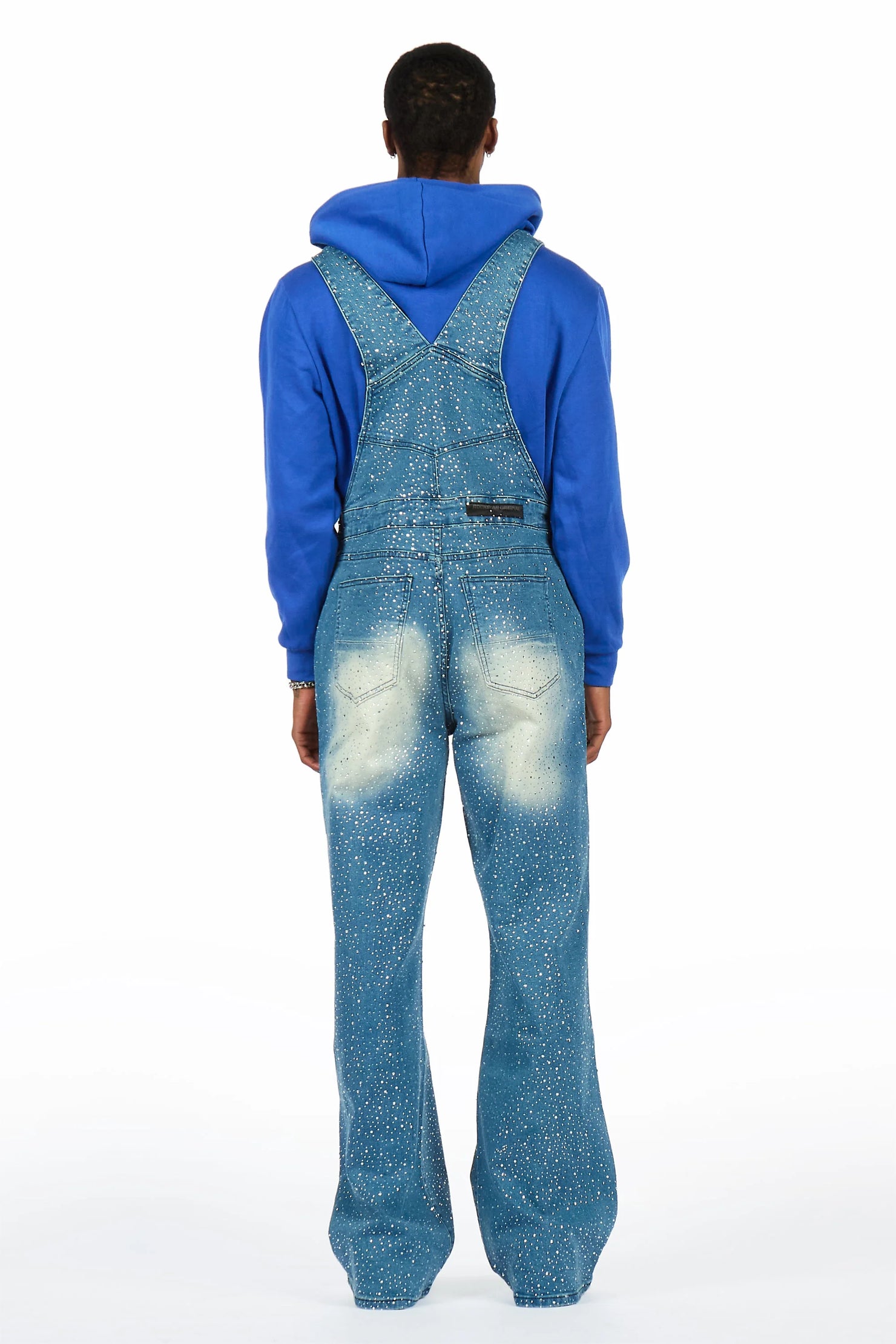 Dezmin Medium Blue Rhinestone Denim Overall