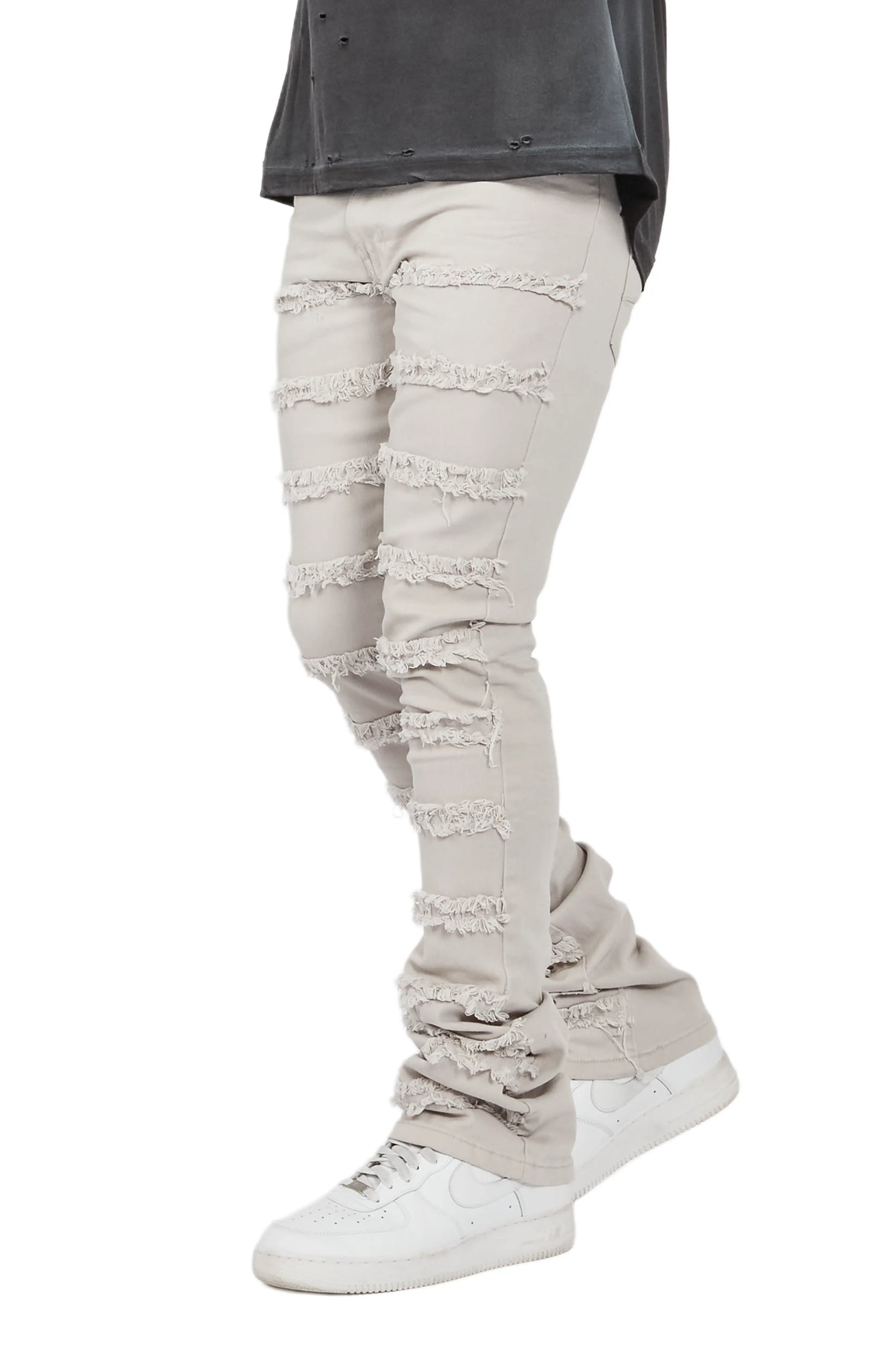 Niklaus Light Grey Stacked FLare Jean