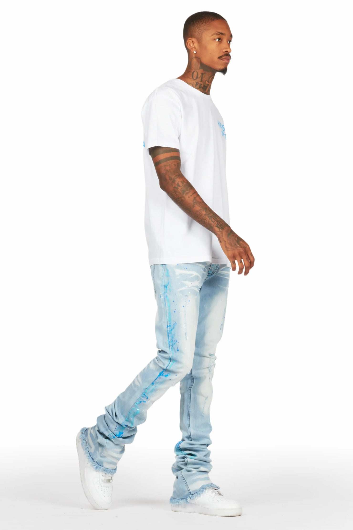 Lake White/Blue T-Shirt/Super Stacked Flare Jean Set