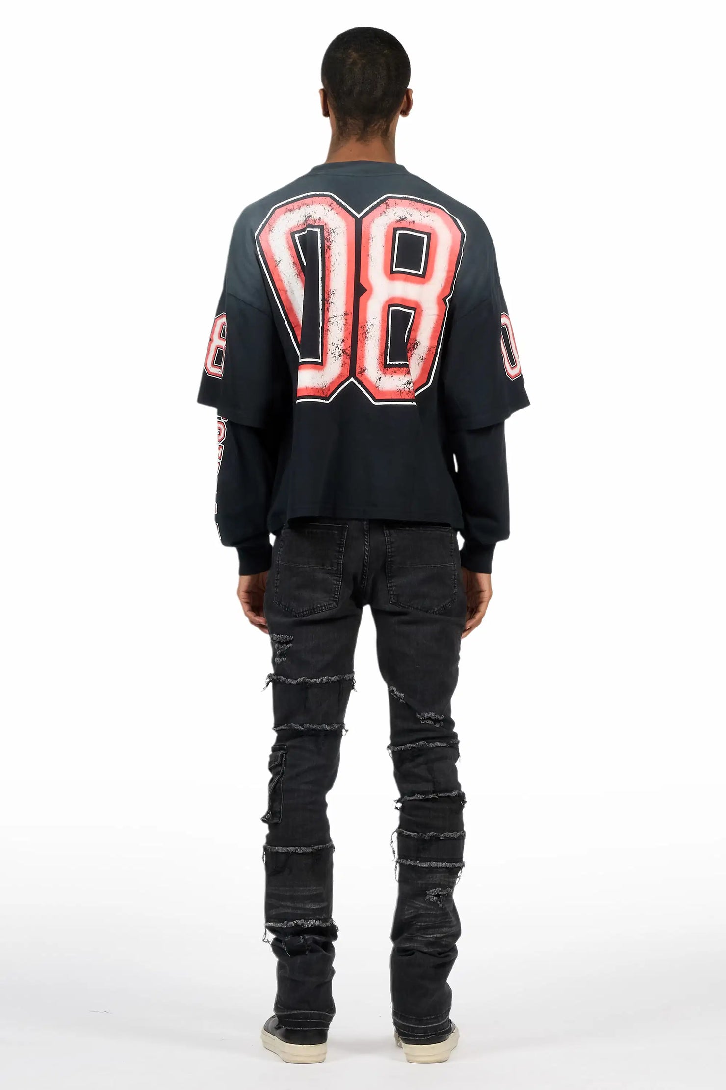 Folant Dark Grey Stacked Cargo Flare Jean