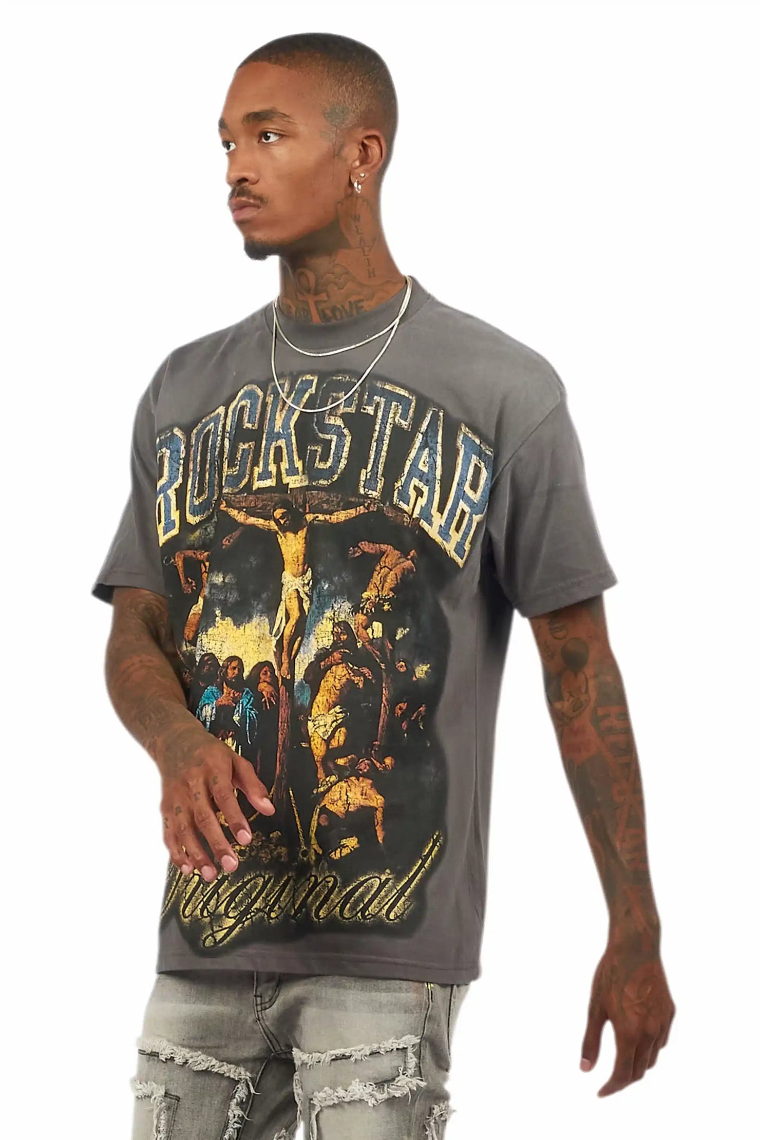 Waller Vintage Grey Oversized Graphic T-Shirt