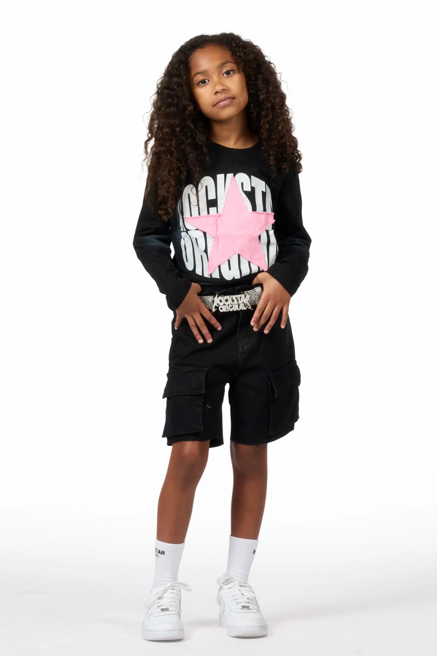 Girls Vary Long Sleeve T-Shirt/Denim Short Set