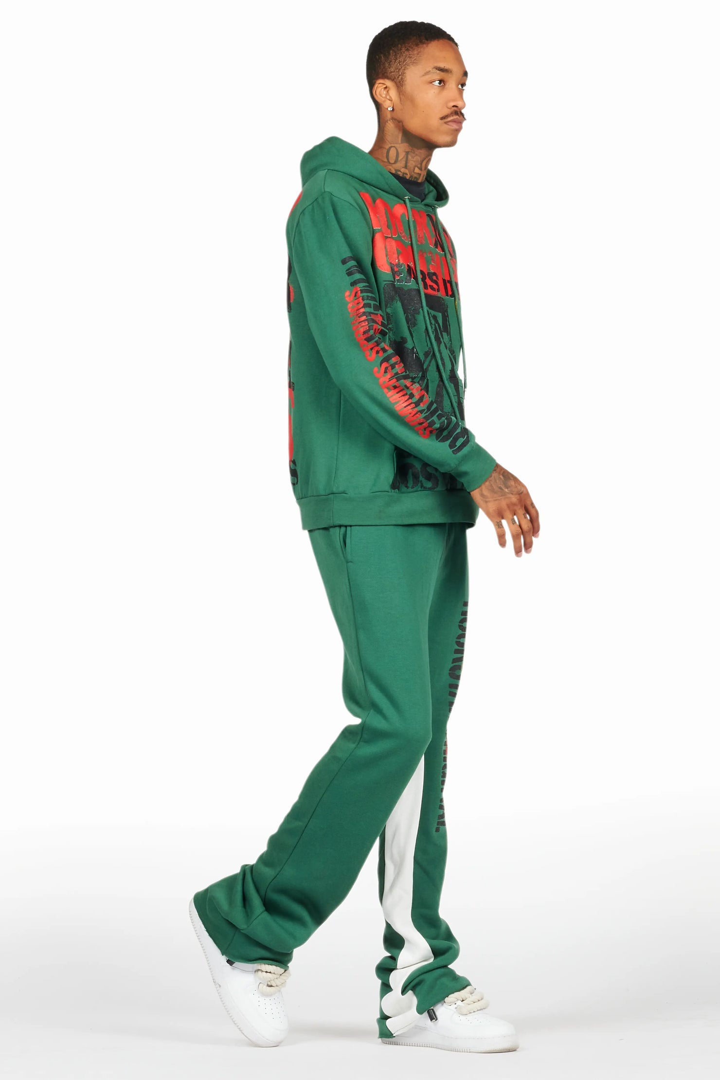 Omer Green Hoodie/Baggy Track Pant Set