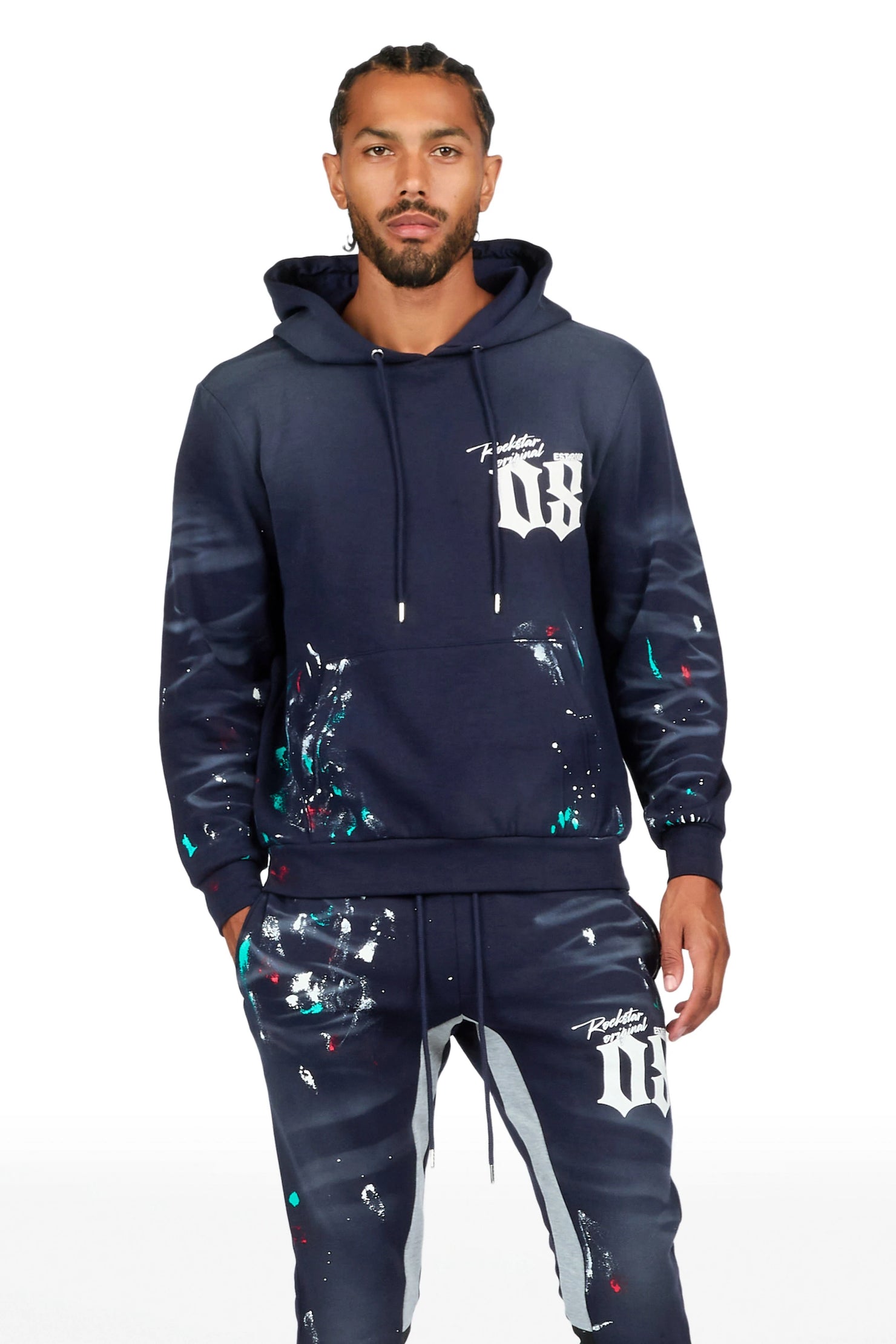 Dalton Navy Hoodie/Stacked Flare Pant Track Set