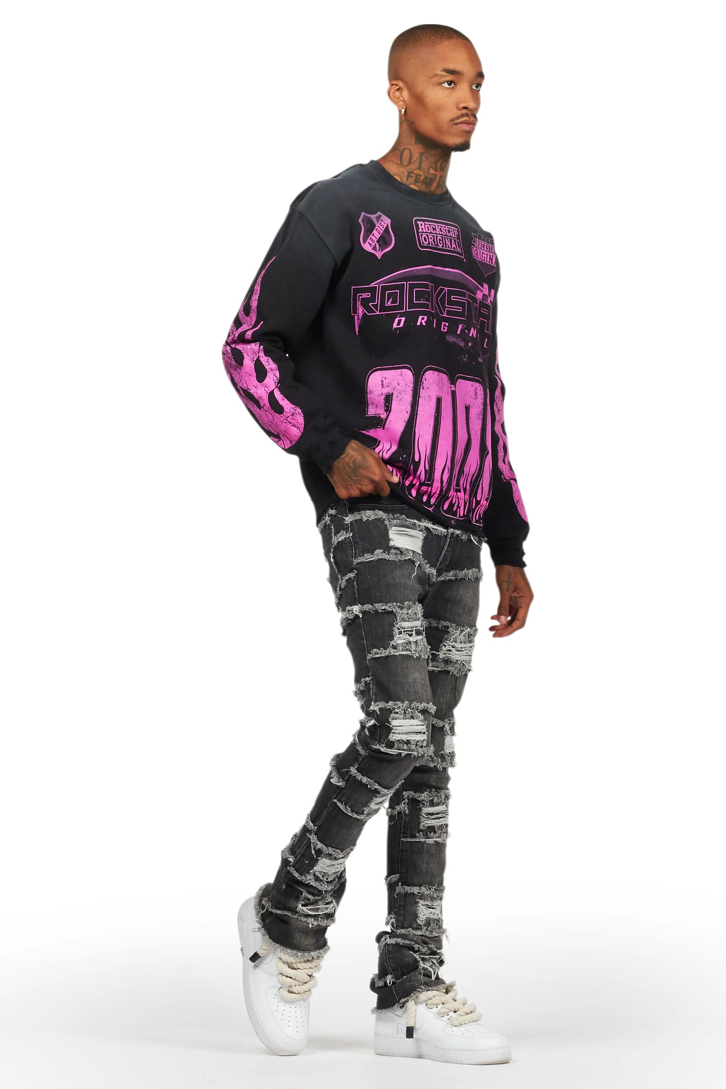 Amos Black/Pink Graphic Crewneck
