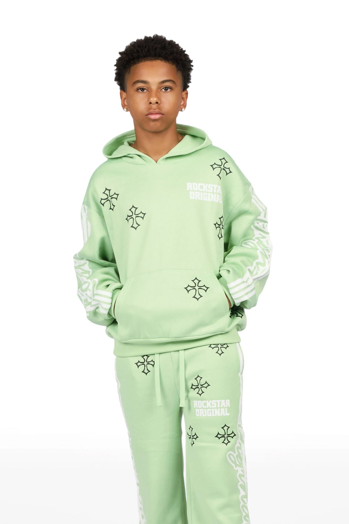 Boys Osso Sage Hoodie Stacked Track Set