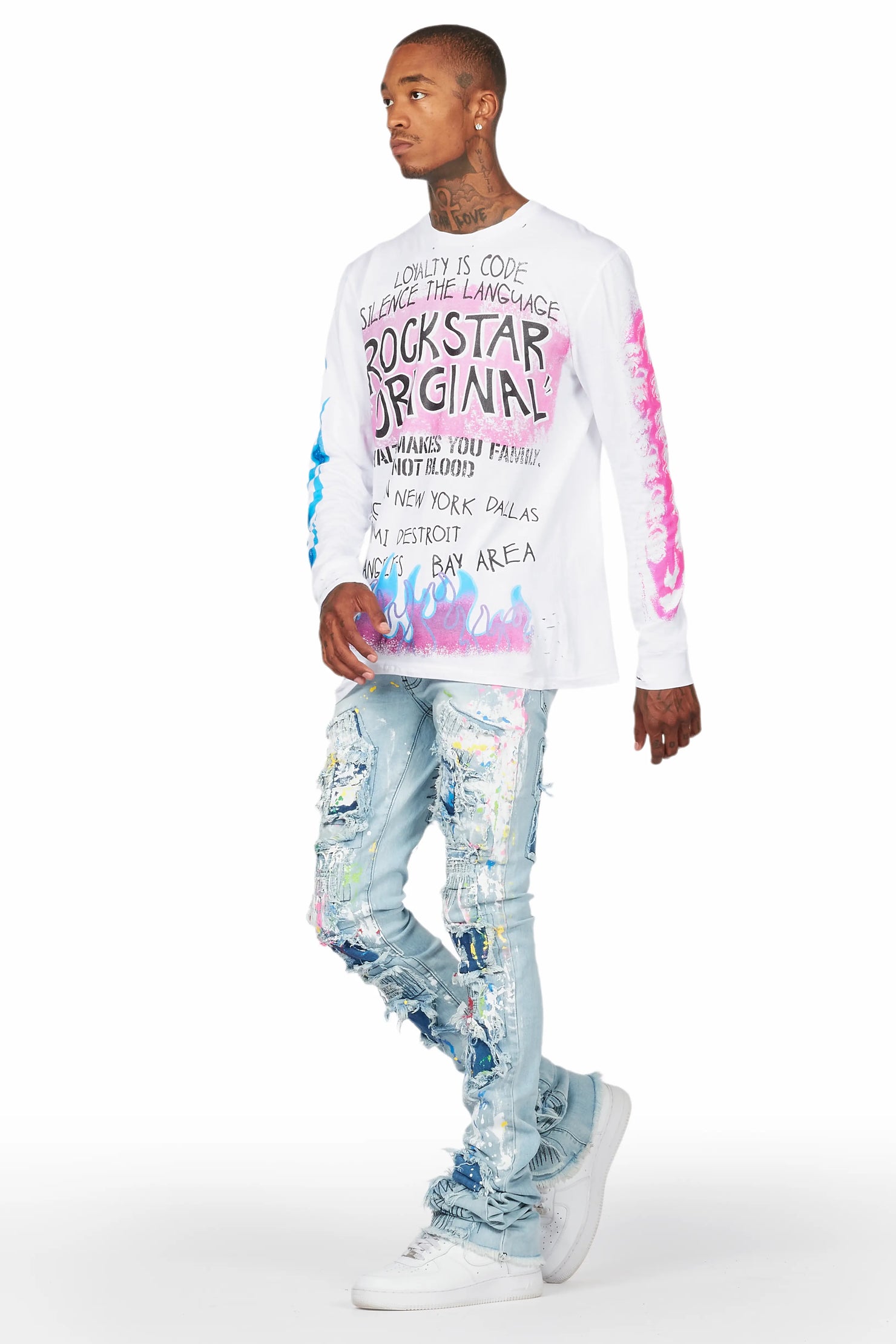 Dallon Blue Painter Super Stacked Flare Jean