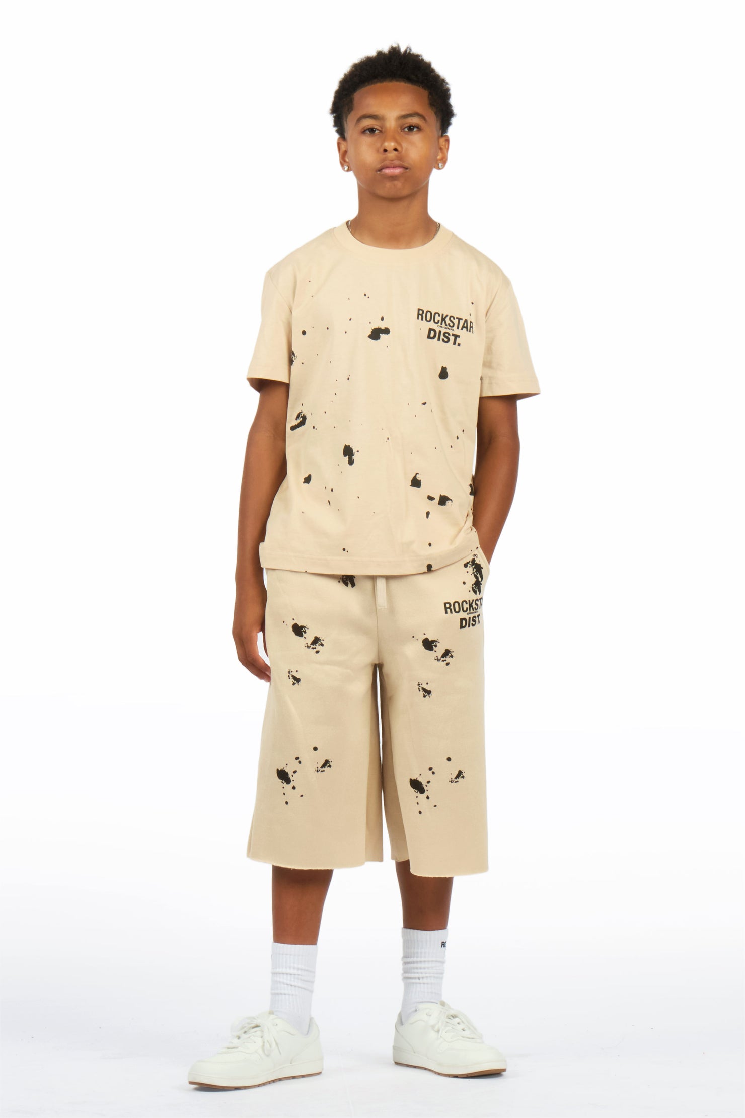 Boys Raffer Beige/Beige T-Shirt Jort Set