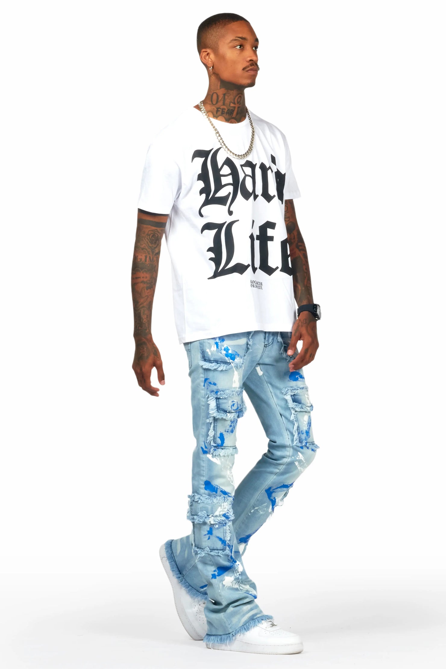 Randi Blue Painter Stacked Flare Jean