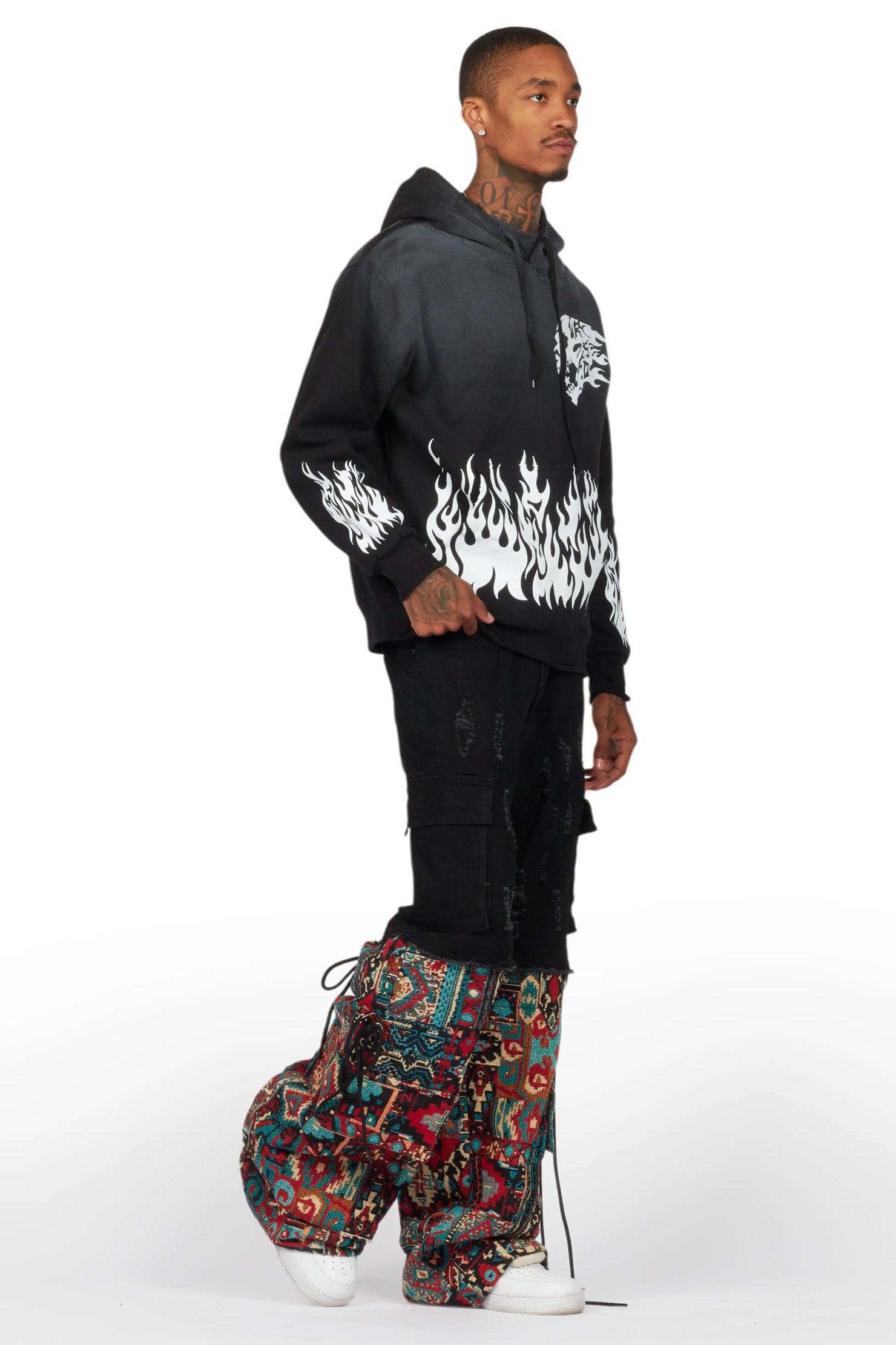 Baatar Jet Black Tapestry Baggy Fit Jean