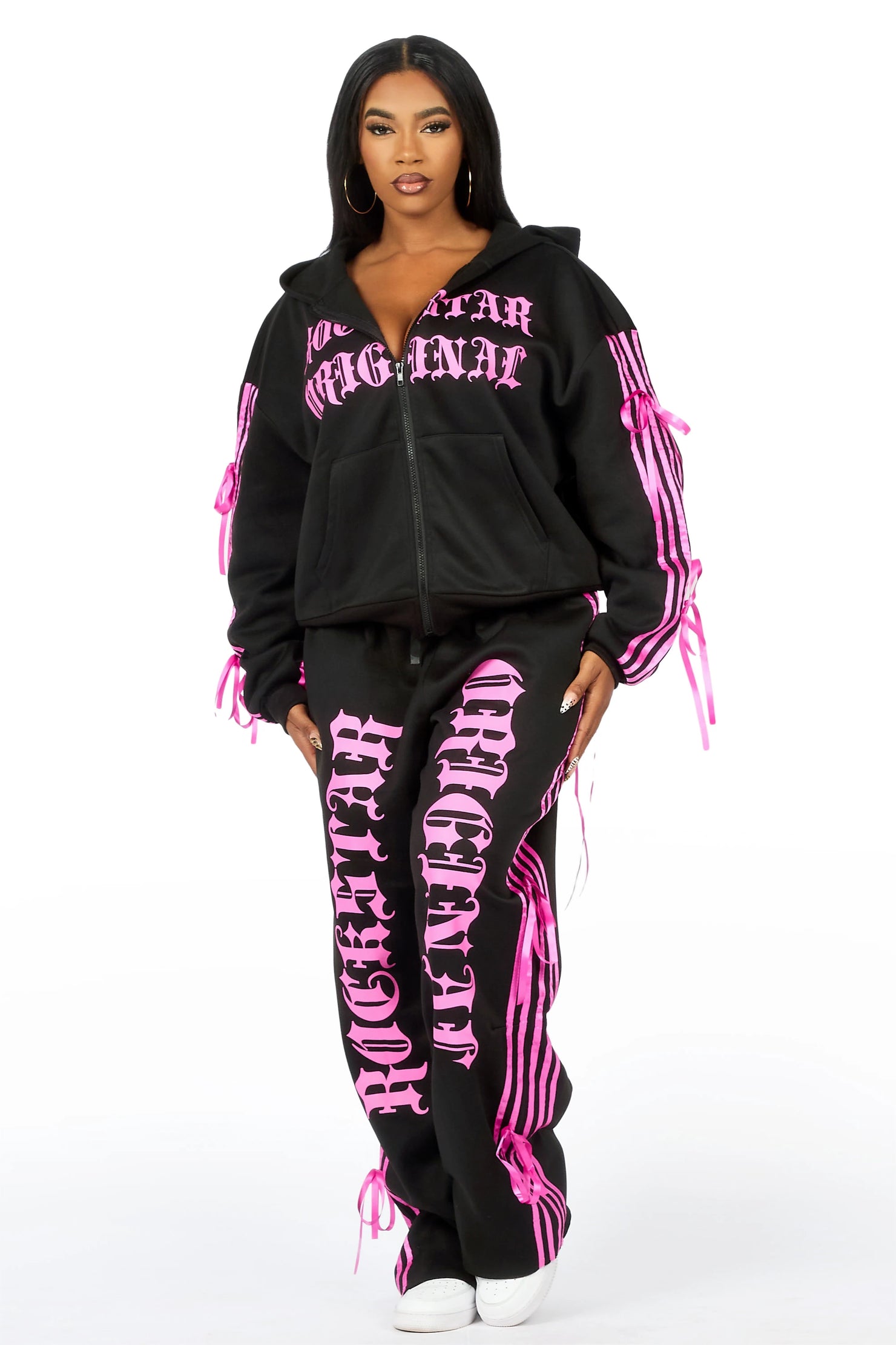 Kettisha Black Lace Up Baggy Track Set