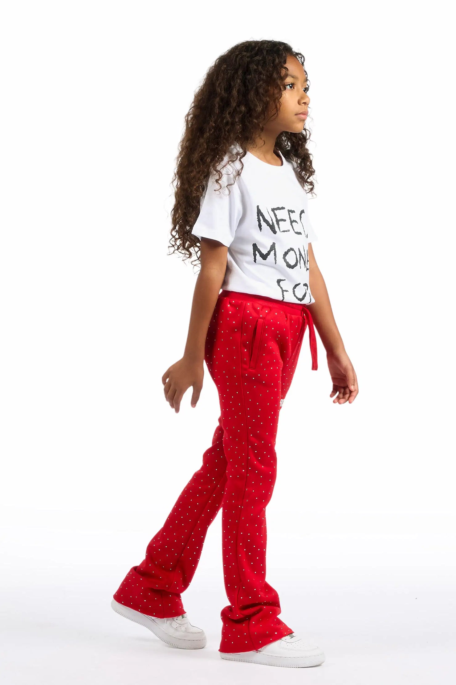 Girls Juliana Rhinestone Red Track Pant