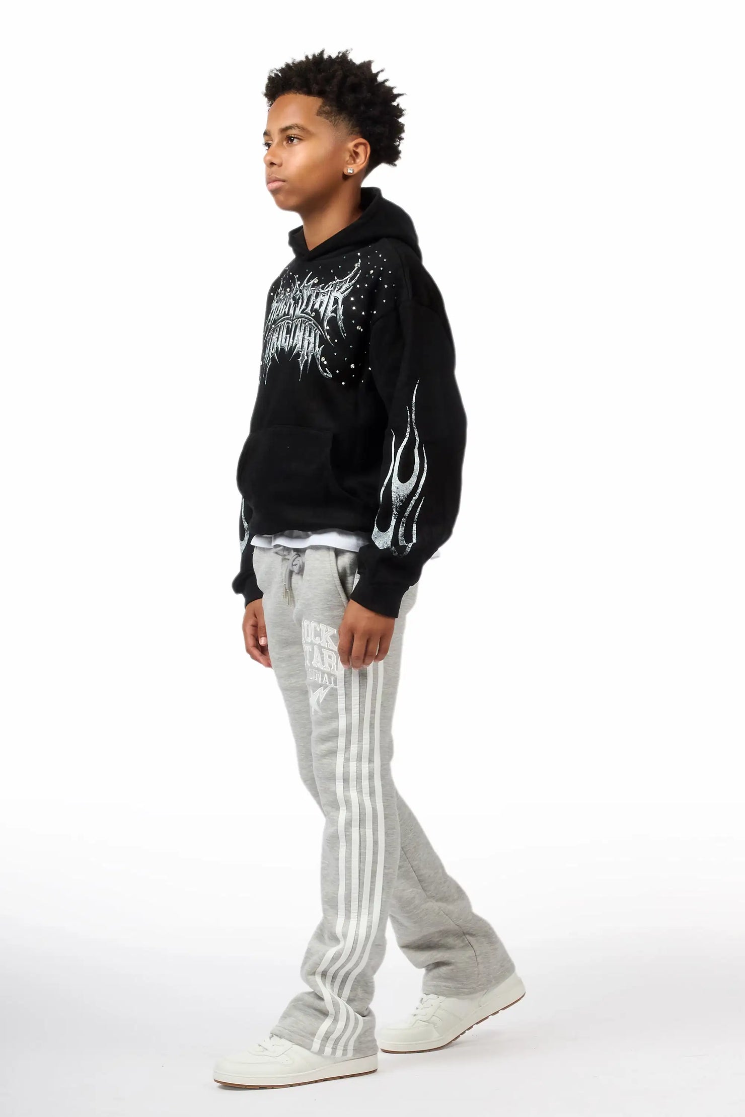 Boys Gerrit Grey Stacked Baggy Track Pant