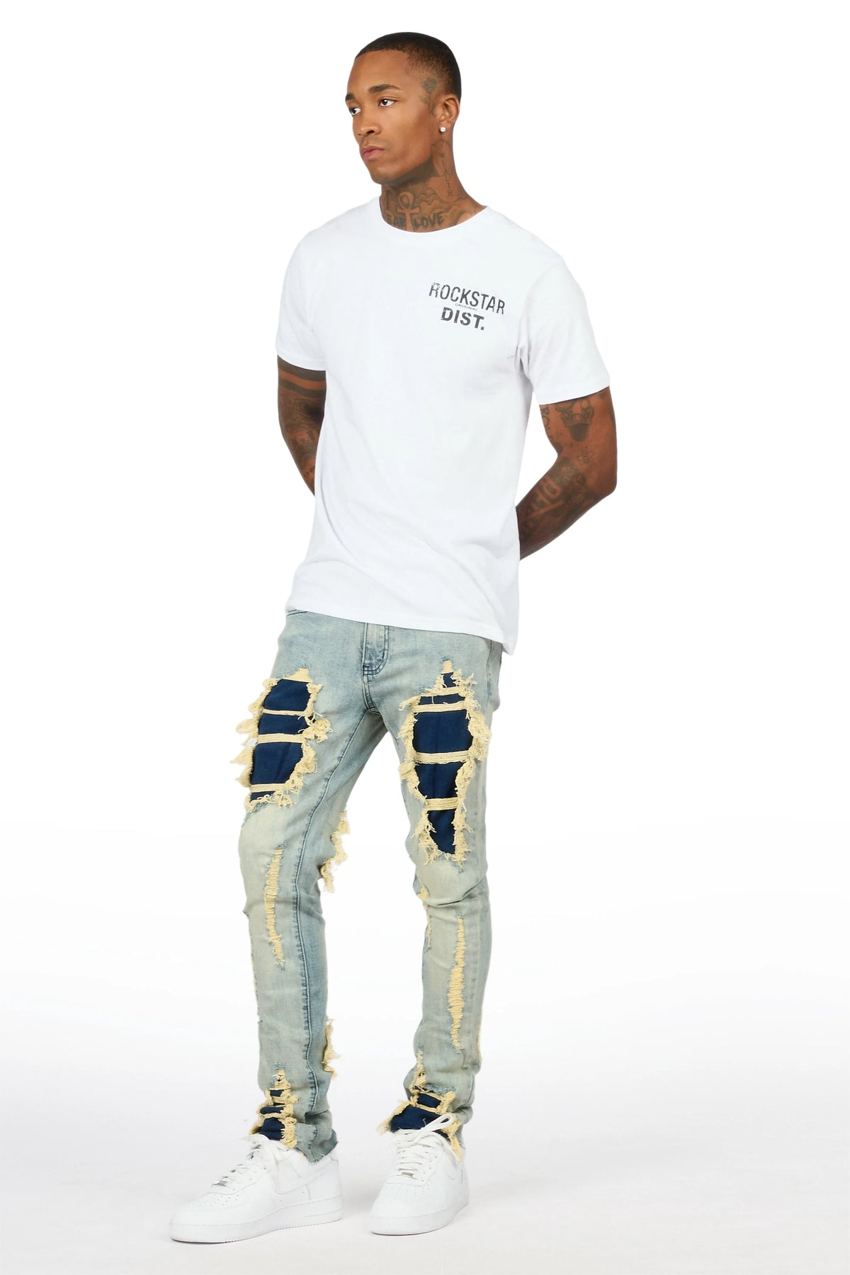 Fateh Light Blue Stacked Flare Jean